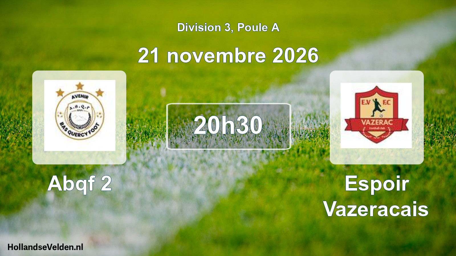 Match programmé: Abqf 2 - Espoir Vazeracais (21 novembre 2026)