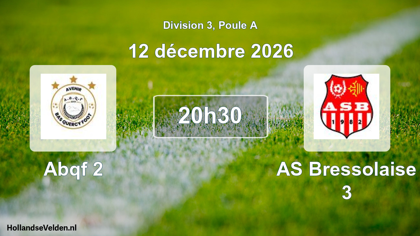 Match programmé: Abqf 2 - AS Bressolaise 3 (12 décembre 2026)