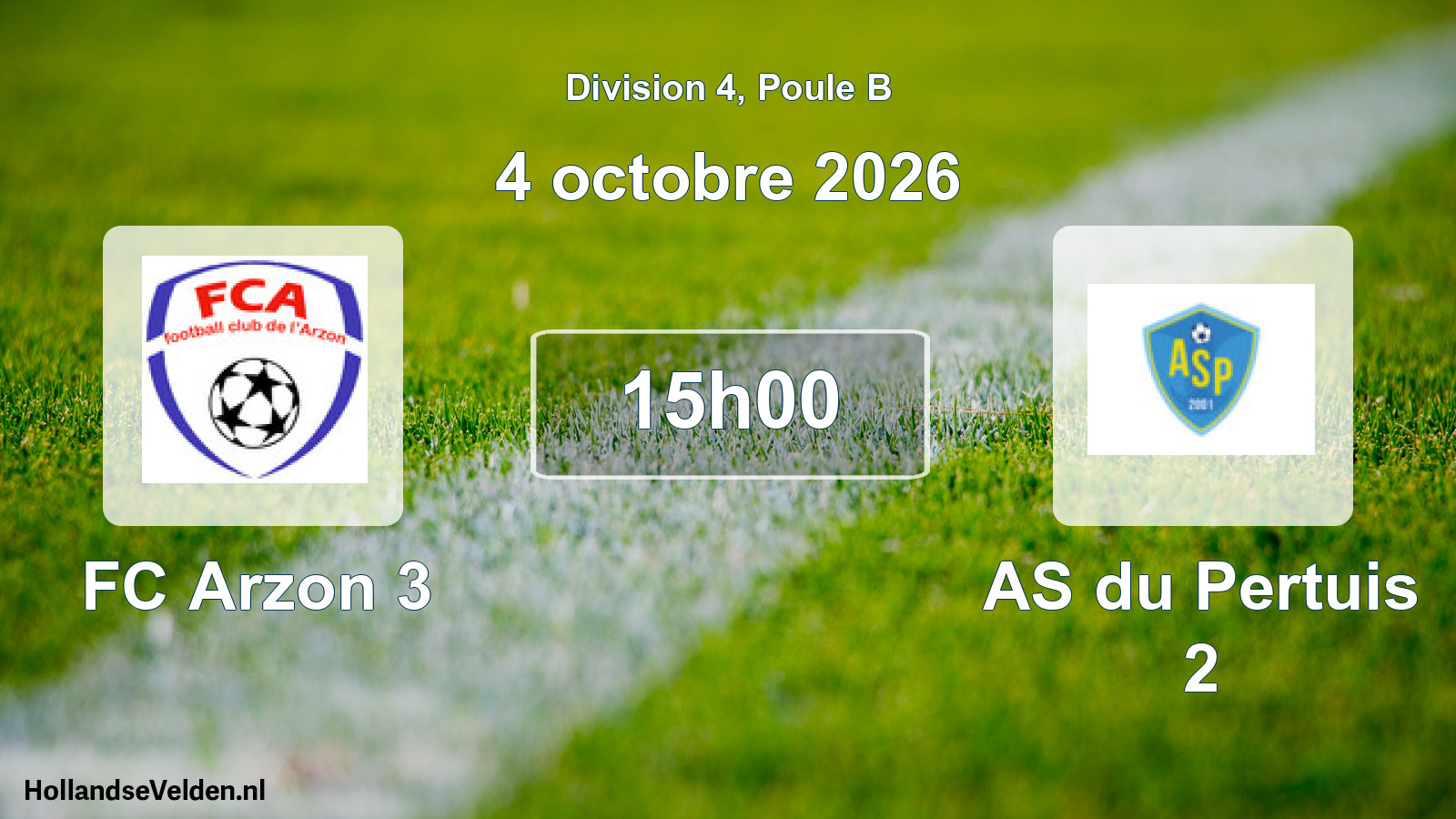 Scheduled Match: FC Arzon 3 - AS du Pertuis 2 (4 October 2026)
