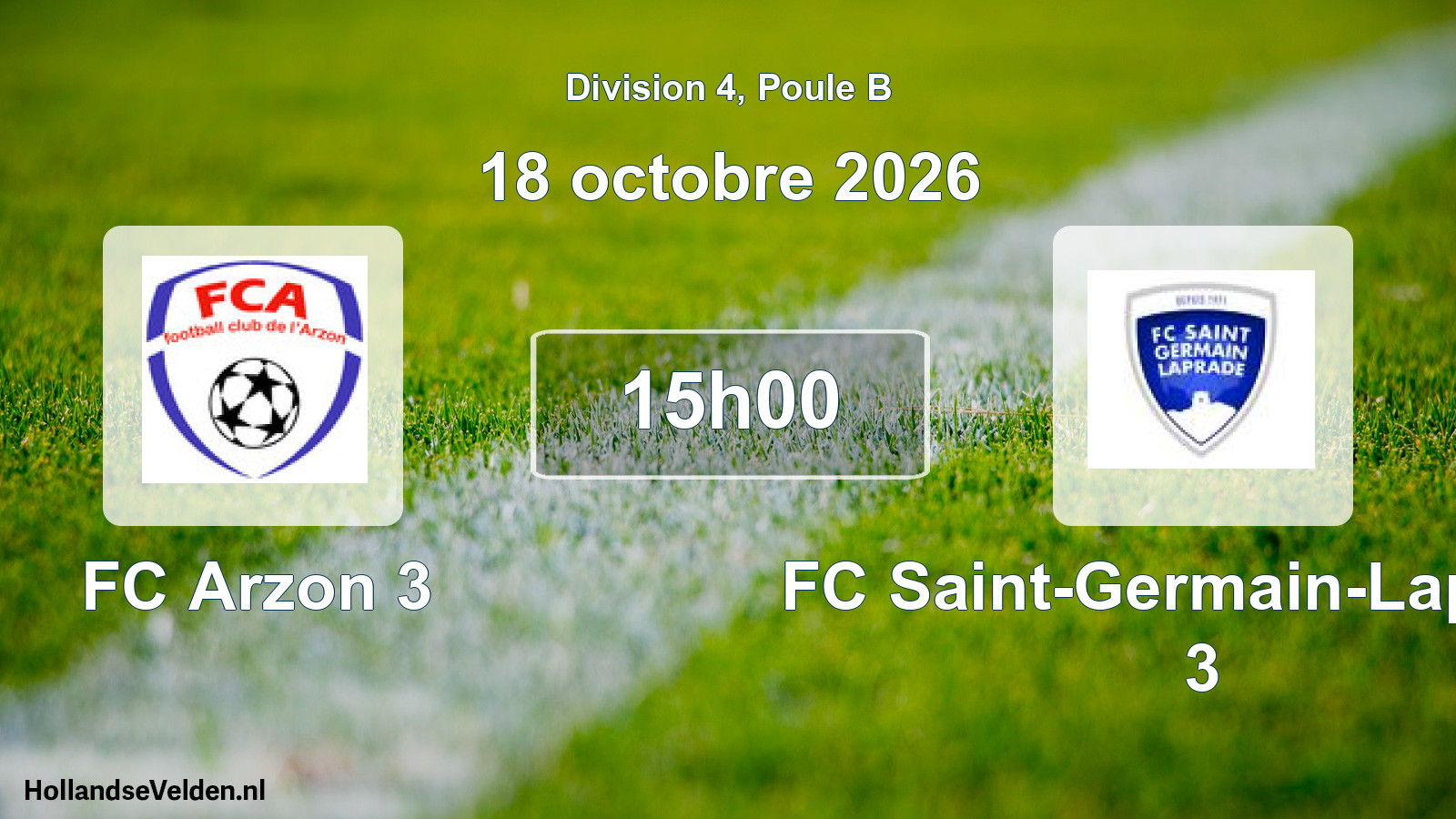 Scheduled Match: FC Arzon 3 - FC Saint-Germain-Laprade 3 (18 October 2026)