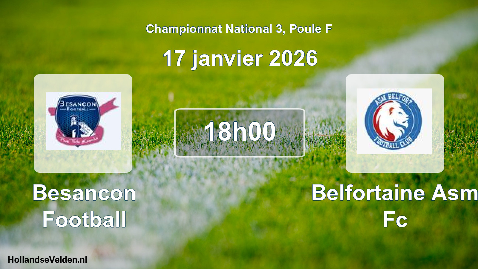 Scheduled Match: Besancon Football - Belfortaine Asm Fc (17 January 2026)