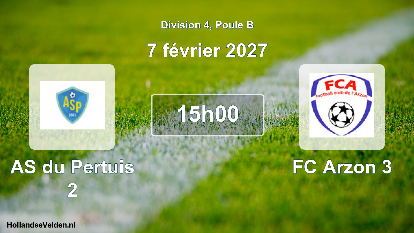 Scheduled Match: AS du Pertuis 2 - FC Arzon 3 (7 February 2027)