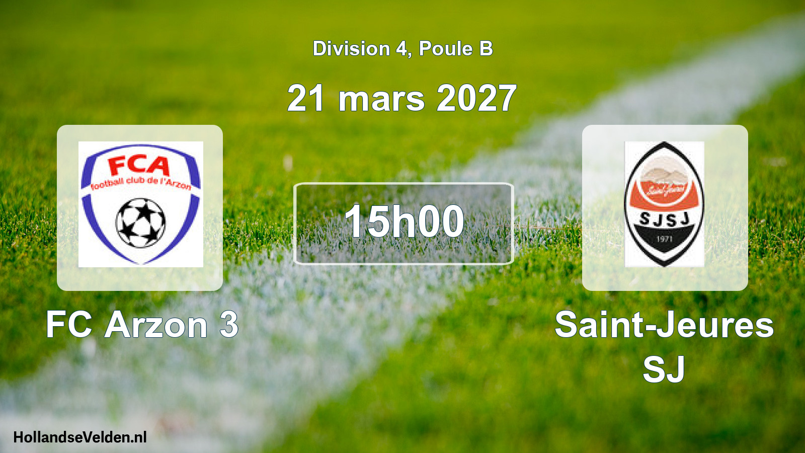 Match programmé: FC Arzon 3 - Saint-Jeures SJ (21 mars 2027)