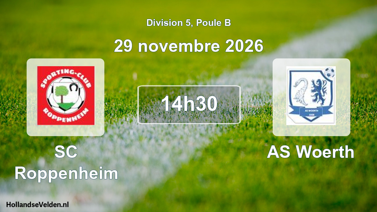 Match programmé: SC Roppenheim - AS Woerth (29 novembre 2026)