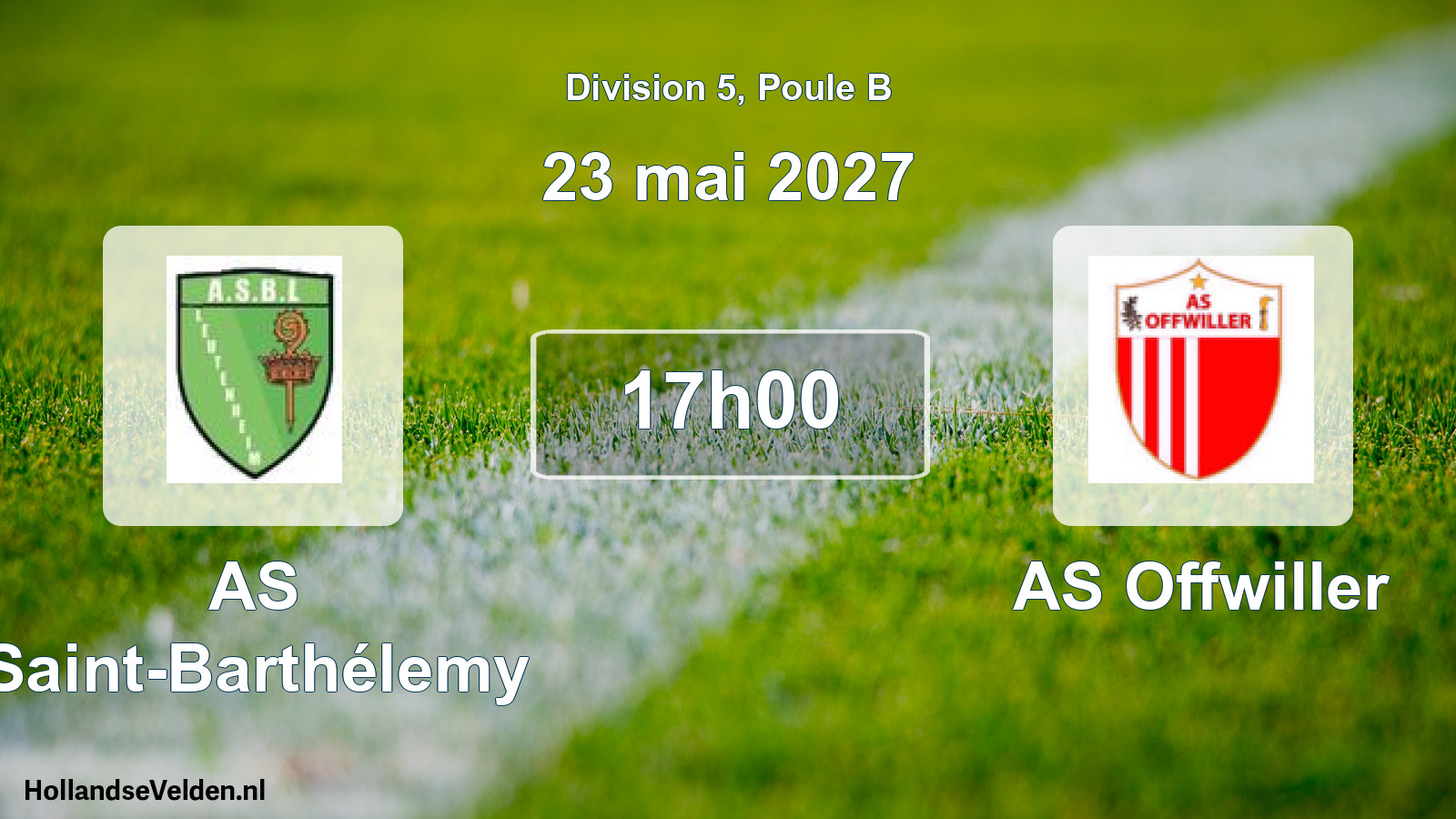 Match programmé: AS Saint-Barthélemy - AS Offwiller (23 mai 2027)