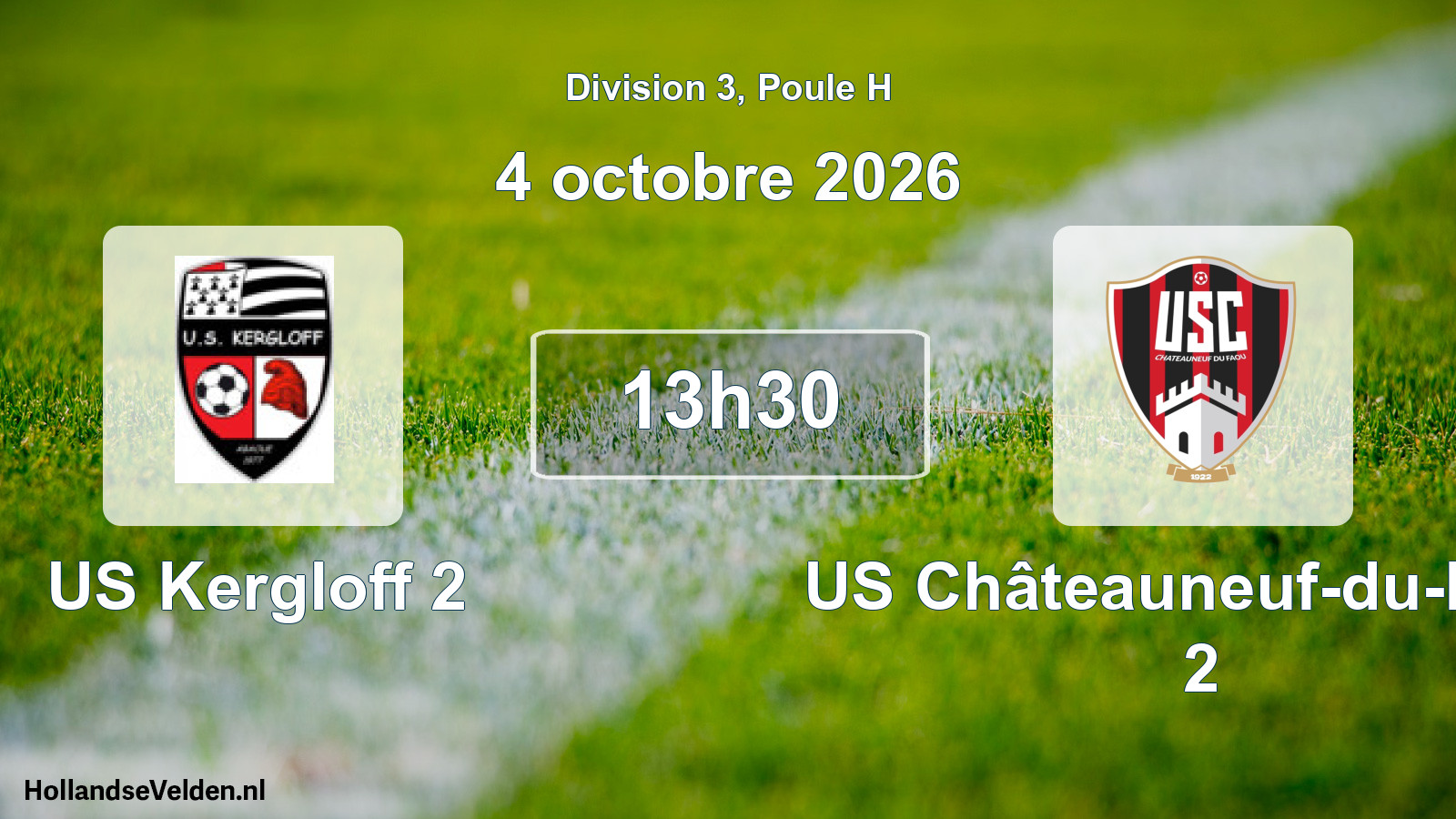 Match programmé: US Kergloff 2 - US Châteauneuf-du-Faou 2 (4 octobre 2026)