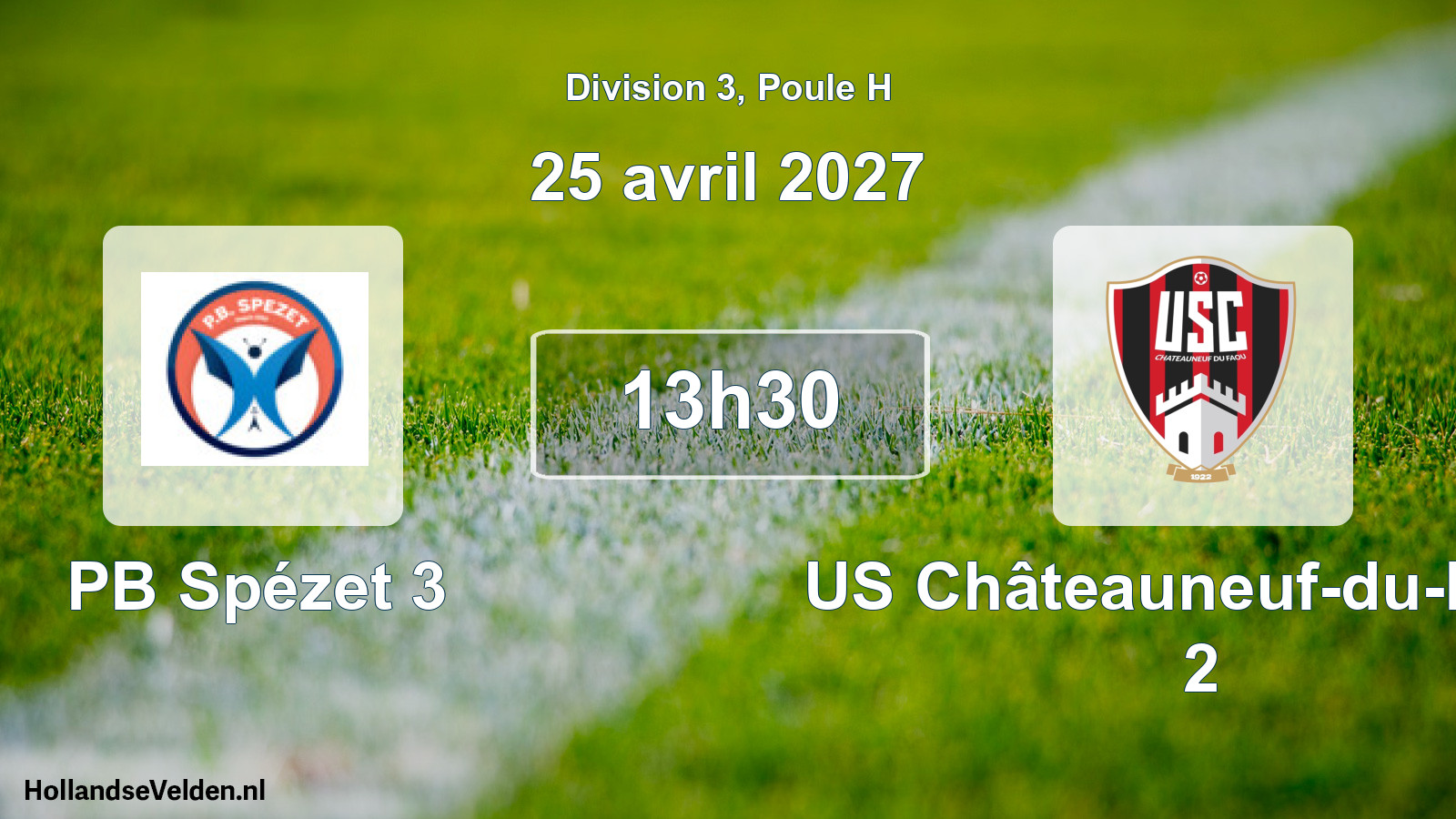 Match programmé: PB Spézet 3 - US Châteauneuf-du-Faou 2 (25 avril 2027)