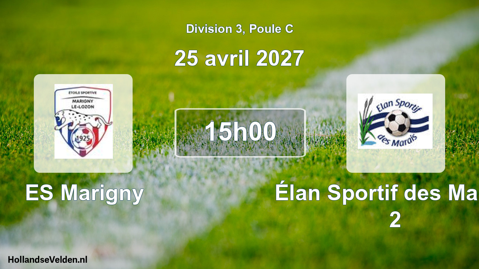 Match programmé: ES Marigny - Élan Sportif des Marais 2 (25 avril 2027)
