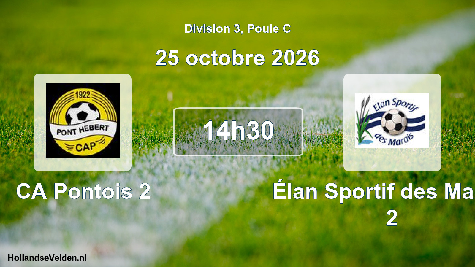Match programmé: CA Pontois 2 - Élan Sportif des Marais 2 (25 octobre 2026)