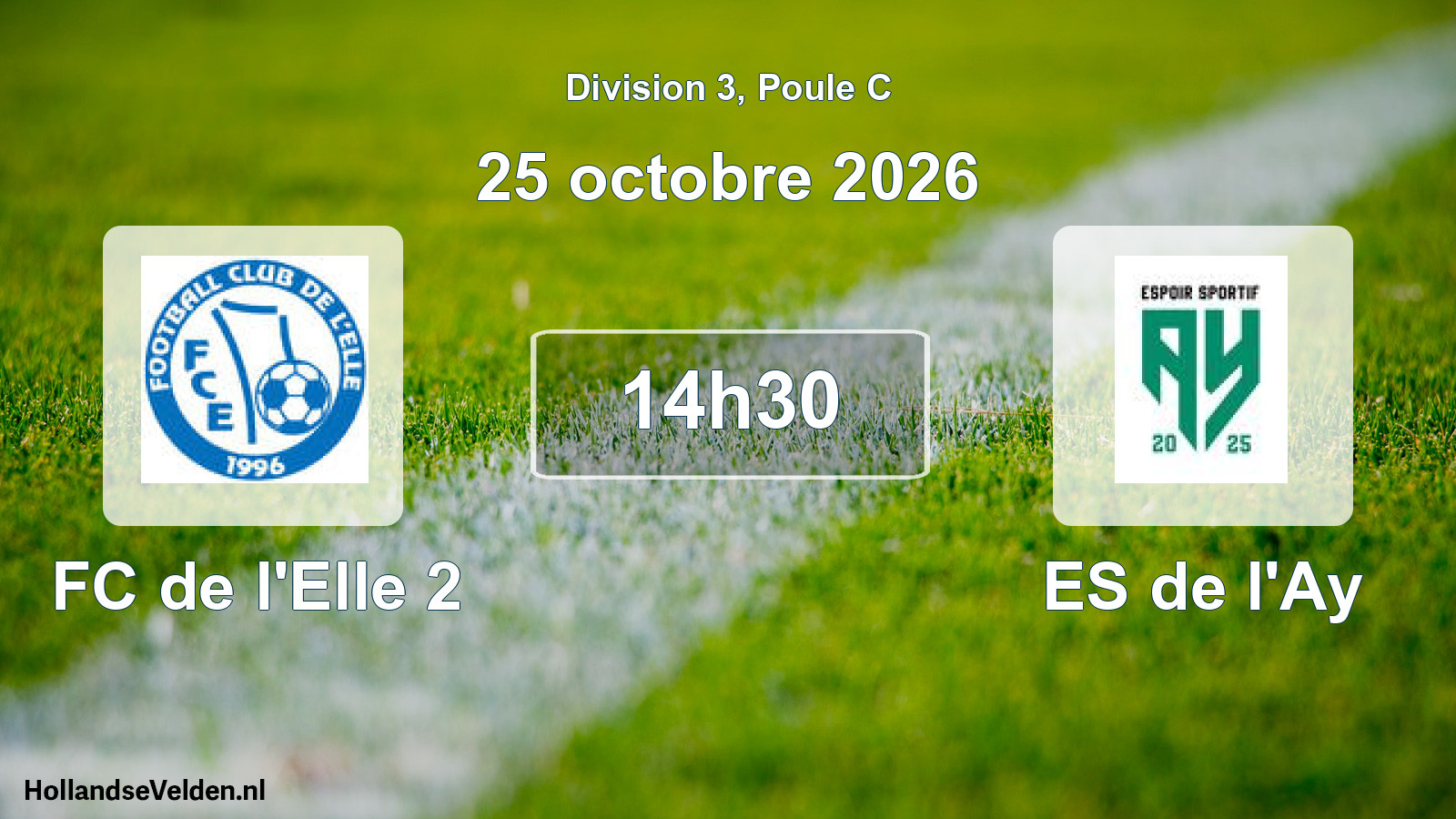 Match programmé: FC de l'Elle 2 - ES de l'Ay (25 octobre 2026)