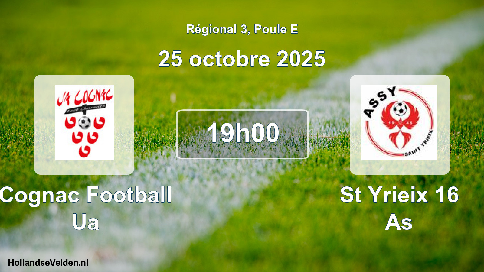 Geplande wedstrijd: Cognac Football Ua - St Yrieix 16 As (25 oktober 2025)