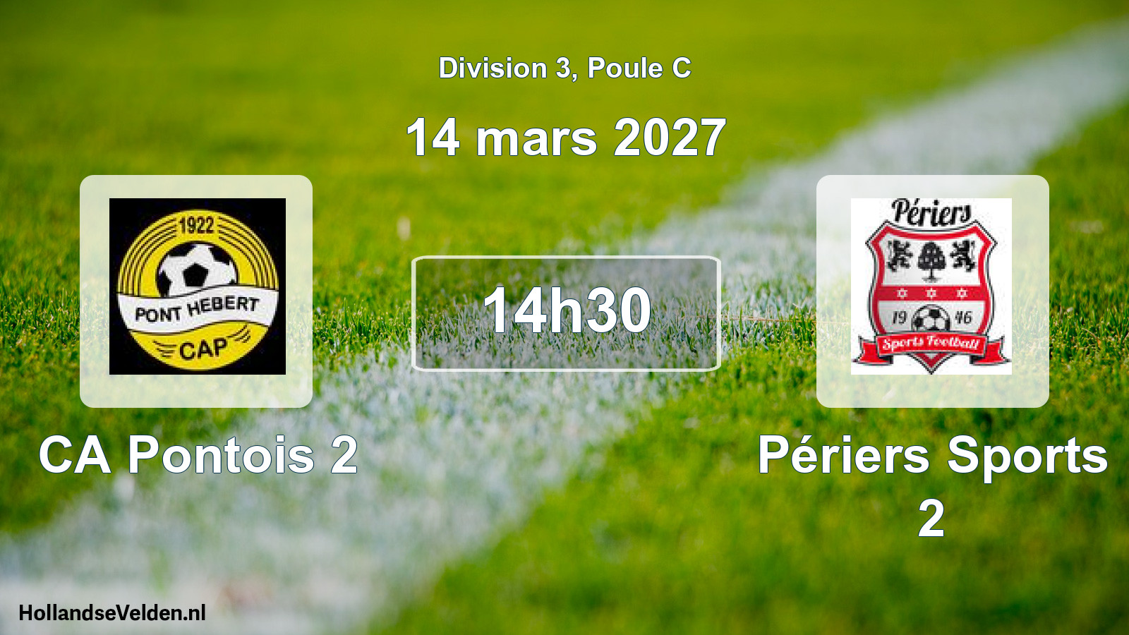 Match programmé: CA Pontois 2 - Périers Sports 2 (14 mars 2027)