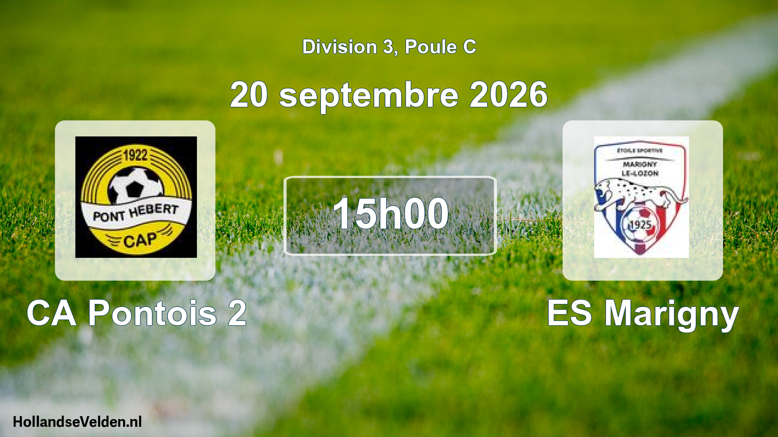 Match programmé: CA Pontois 2 - ES Marigny (20 septembre 2026)