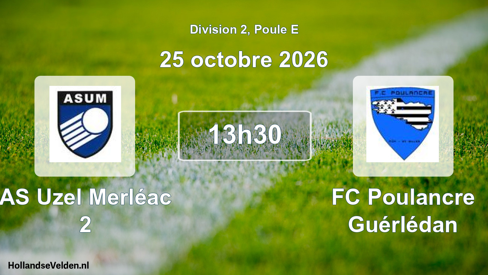 Match programmé: AS Uzel Merléac 2 - FC Poulancre Guérlédan (25 octobre 2026)