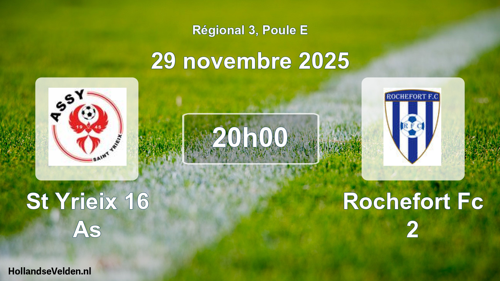 Scheduled Match: St Yrieix 16 As - Rochefort Fc 2 (29 November 2025)