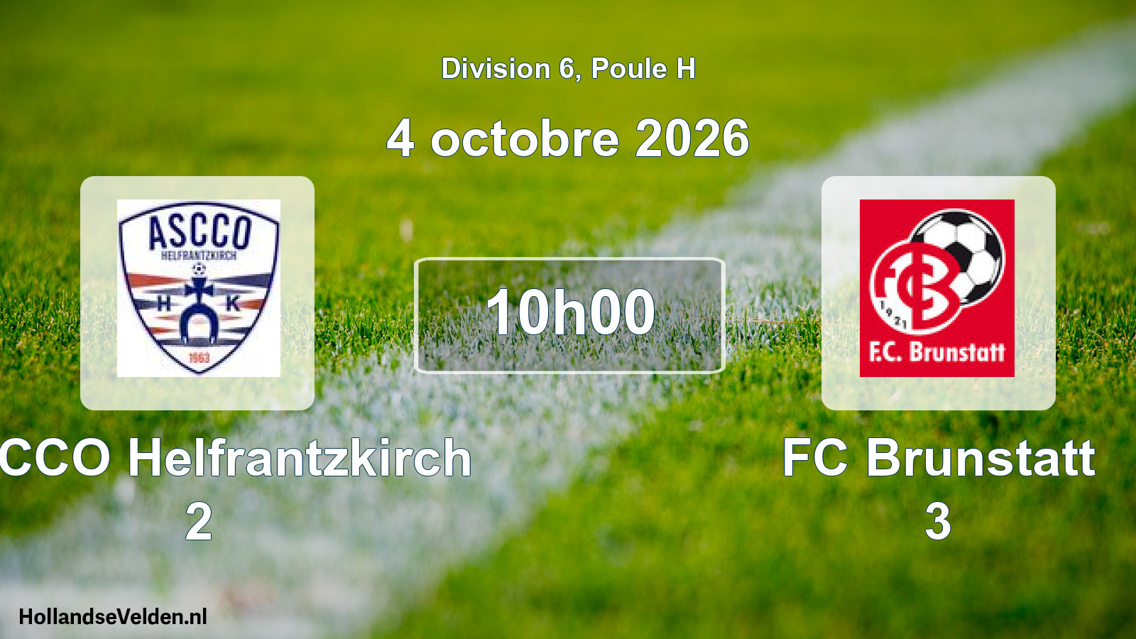 Scheduled Match: ASCCO Helfrantzkirch 2 - FC Brunstatt 3 (4 October 2026)