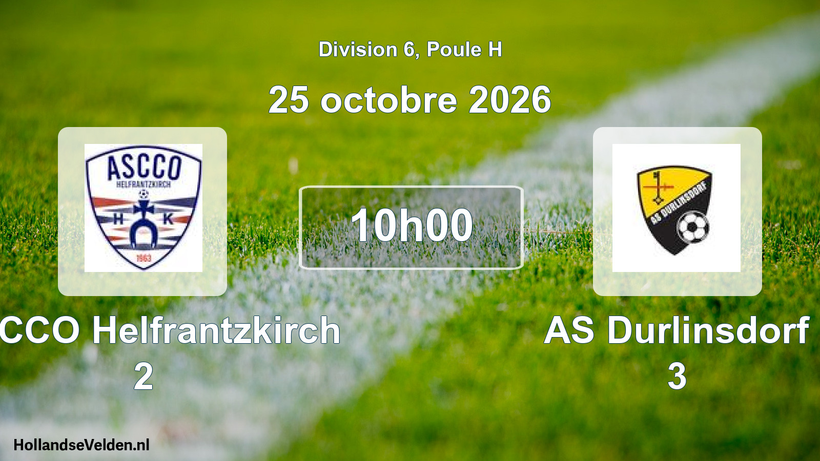 Match programmé: ASCCO Helfrantzkirch 2 - AS Durlinsdorf 3 (25 octobre 2026)