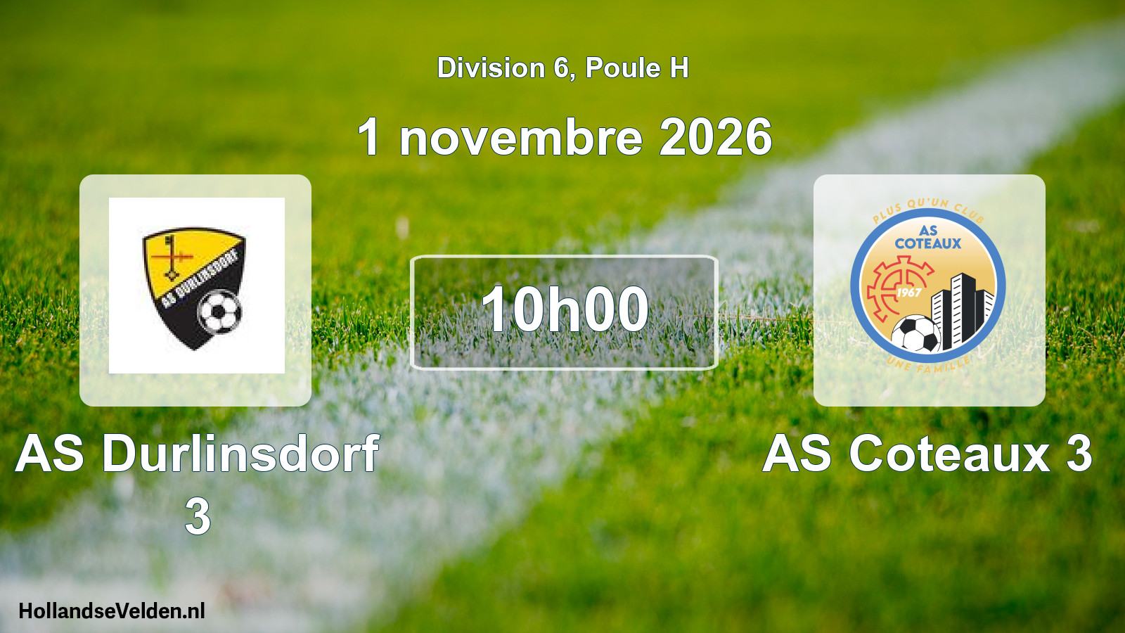 Scheduled Match: AS Durlinsdorf 3 - AS Coteaux 3 (1 November 2026)