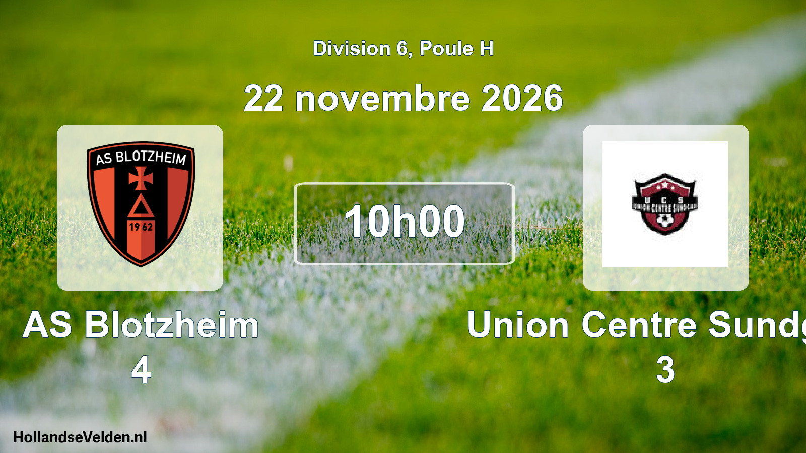 Match programmé: AS Blotzheim 4 - Union Centre Sundgau 3 (22 novembre 2026)