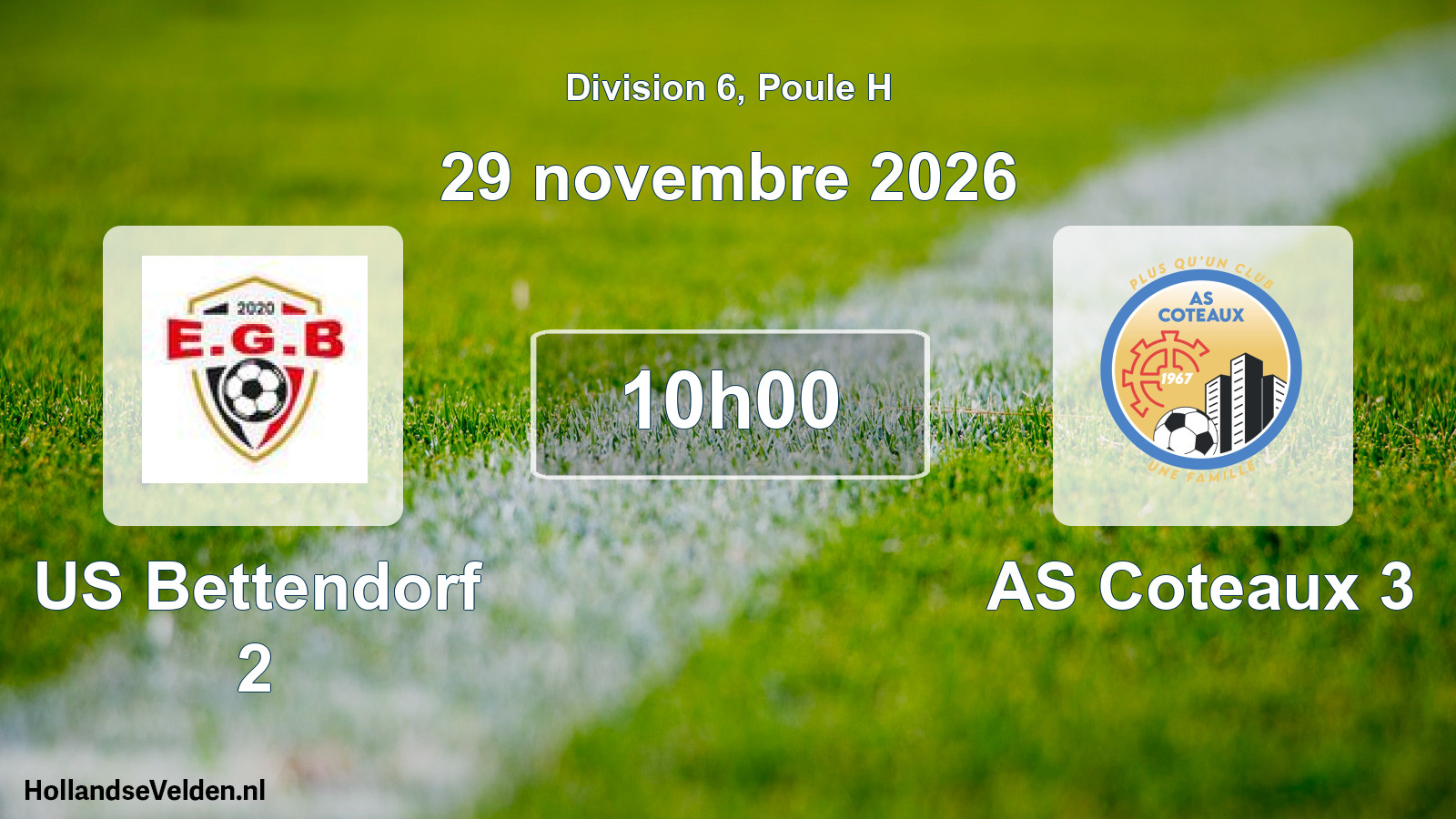 Match programmé: US Bettendorf 2 - AS Coteaux 3 (29 novembre 2026)