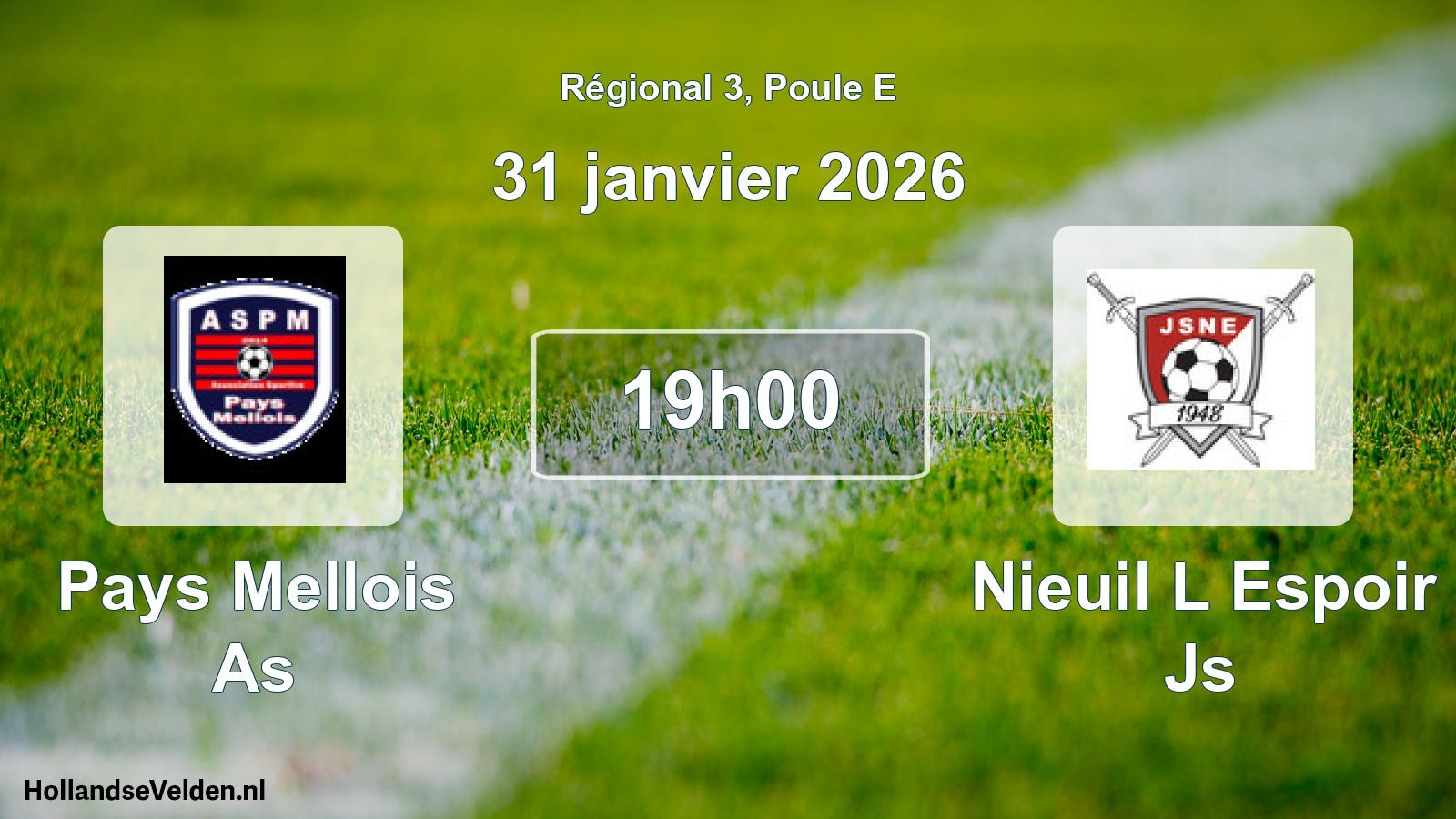 Scheduled Match: Pays Mellois As - Nieuil L Espoir Js (31 January 2026)