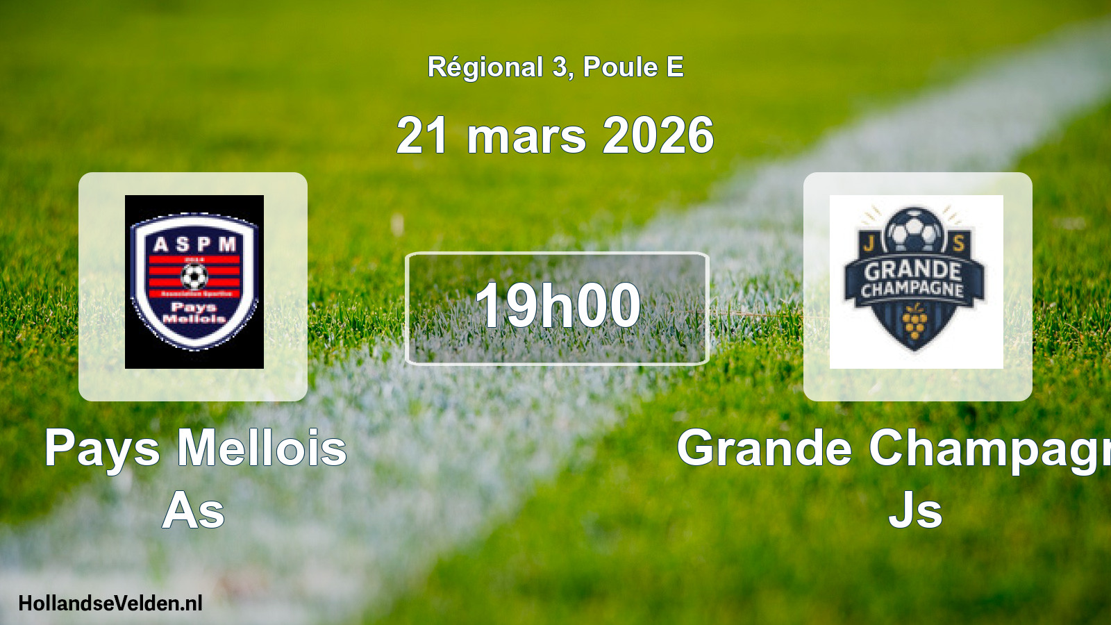 Geplande wedstrijd: Pays Mellois As - Grande Champagne Js (21 mars 2026)