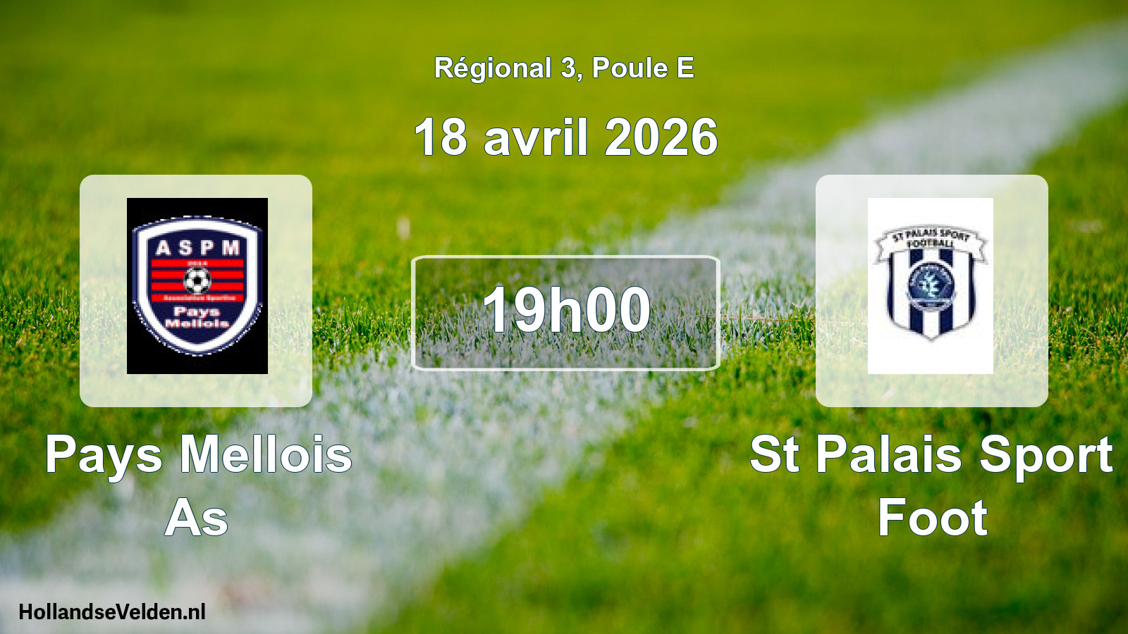 Geplande wedstrijd: Pays Mellois As - St Palais Sport Foot (18 avril 2026)