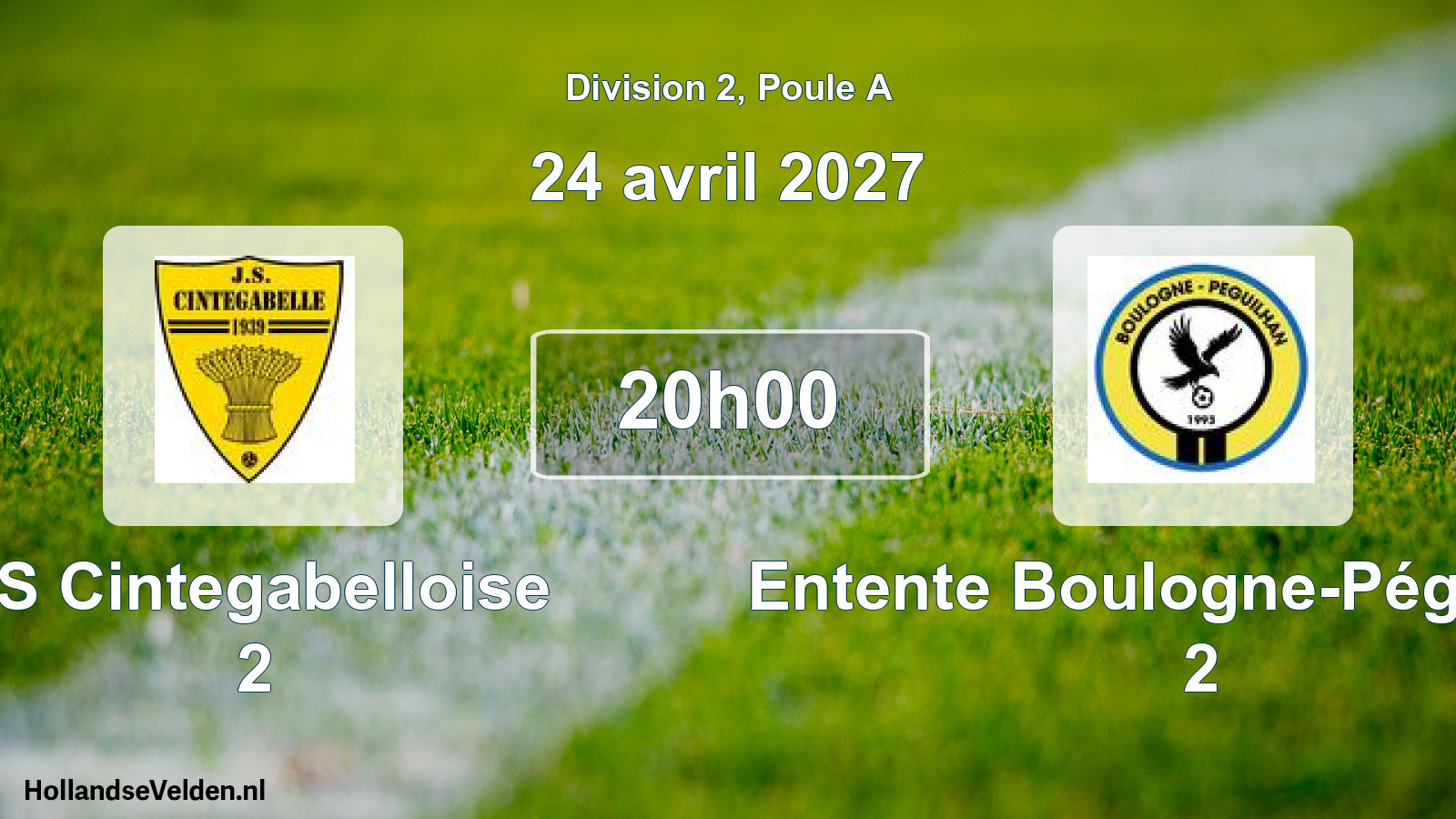 Scheduled Match: JS Cintegabelloise 2 - Entente Boulogne-Péguilhan 2 (24 April 2027)