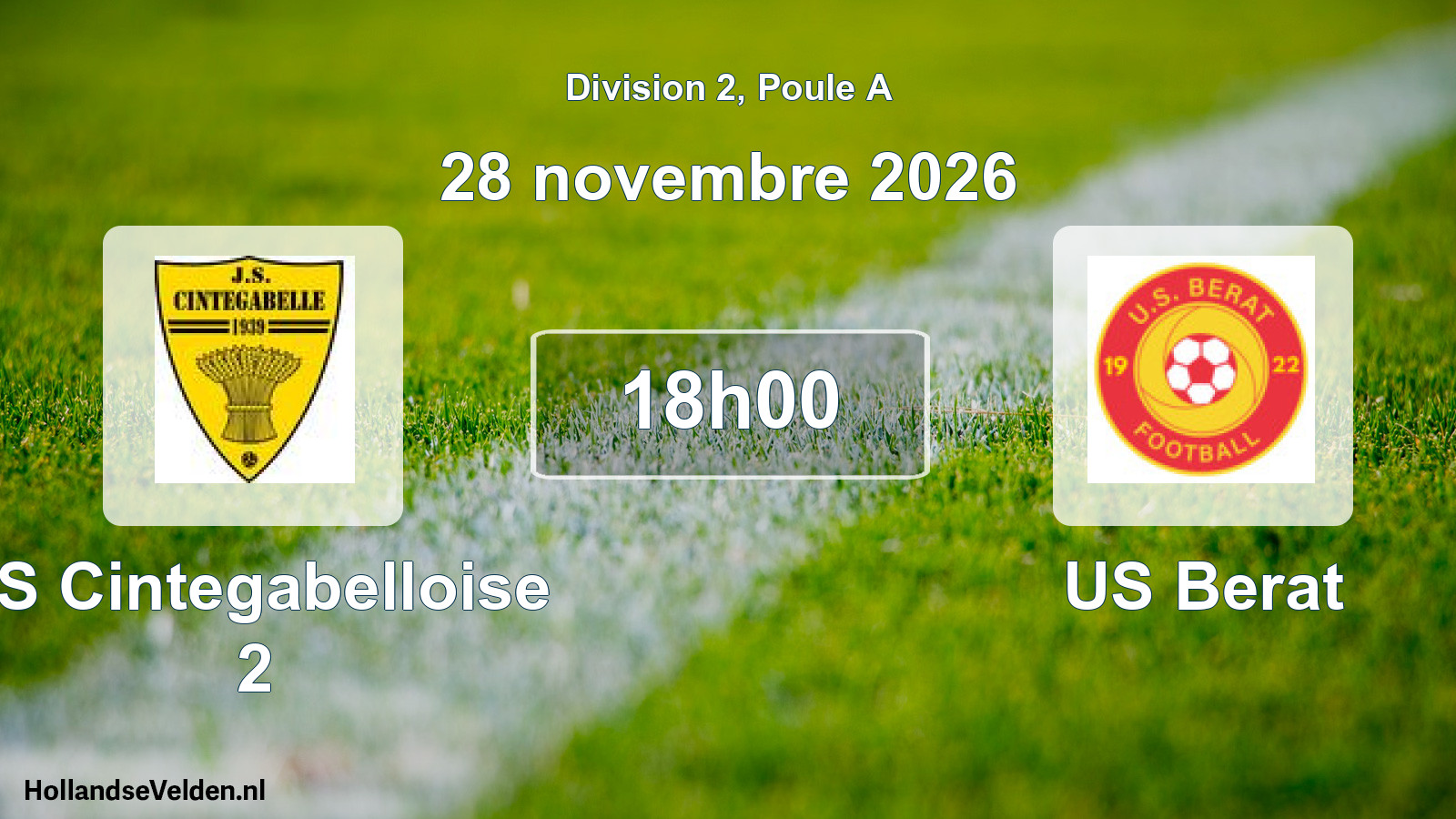 Scheduled Match: JS Cintegabelloise 2 - US Berat (28 November 2026)