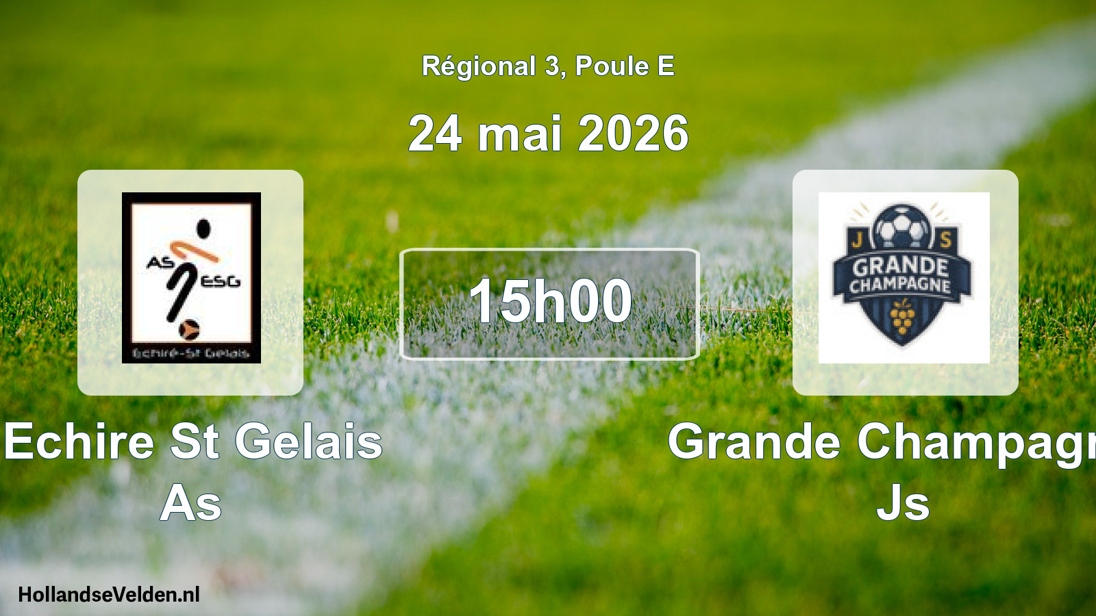 Geplande wedstrijd: Echire St Gelais As - Grande Champagne Js (24 mai 2026)