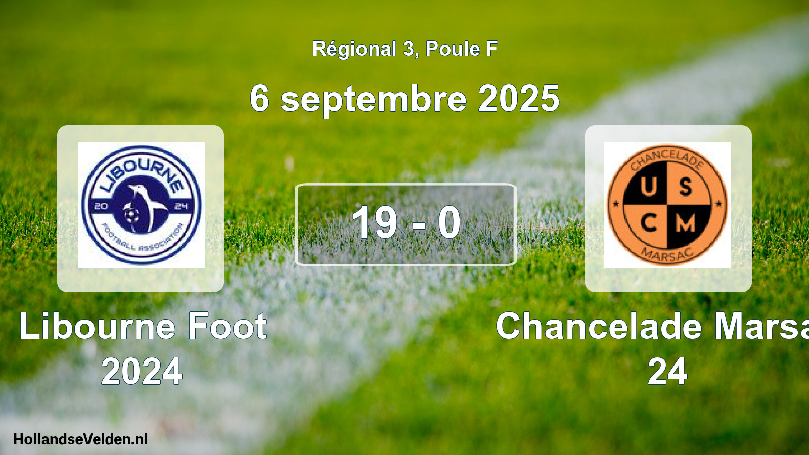 Gespeelde wedstrijd: Libourne Foot 2024 - Chancelade Marsac 24 19 - 0 (6 septembre 2025)