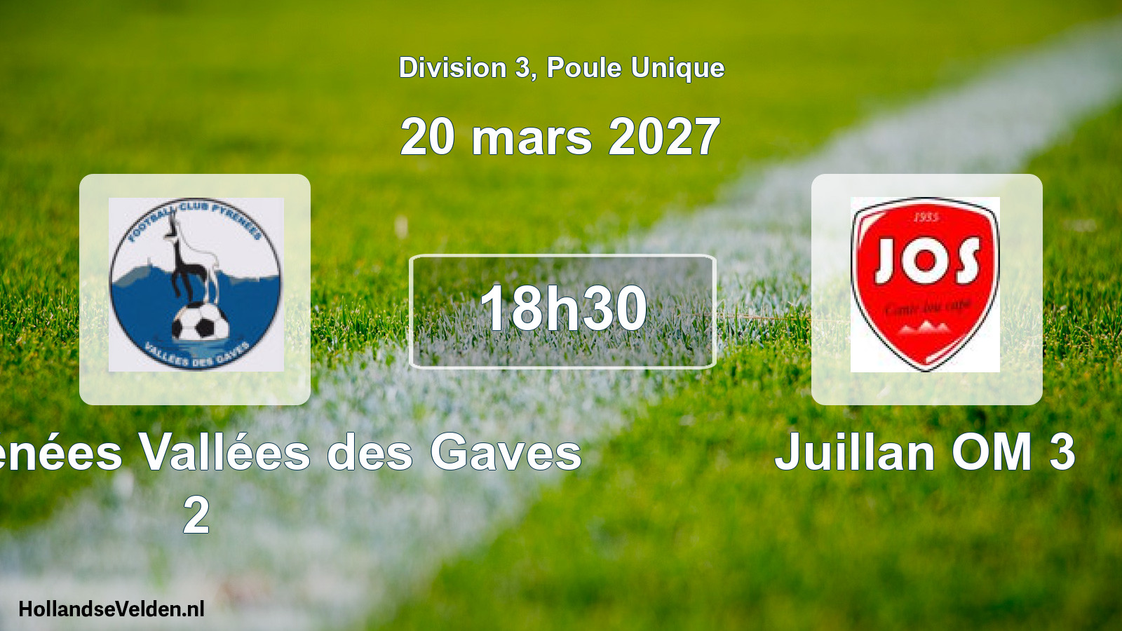 Match programmé: FC Pyrénées Vallées des Gaves 2 - Juillan OM 3 (20 mars 2027)