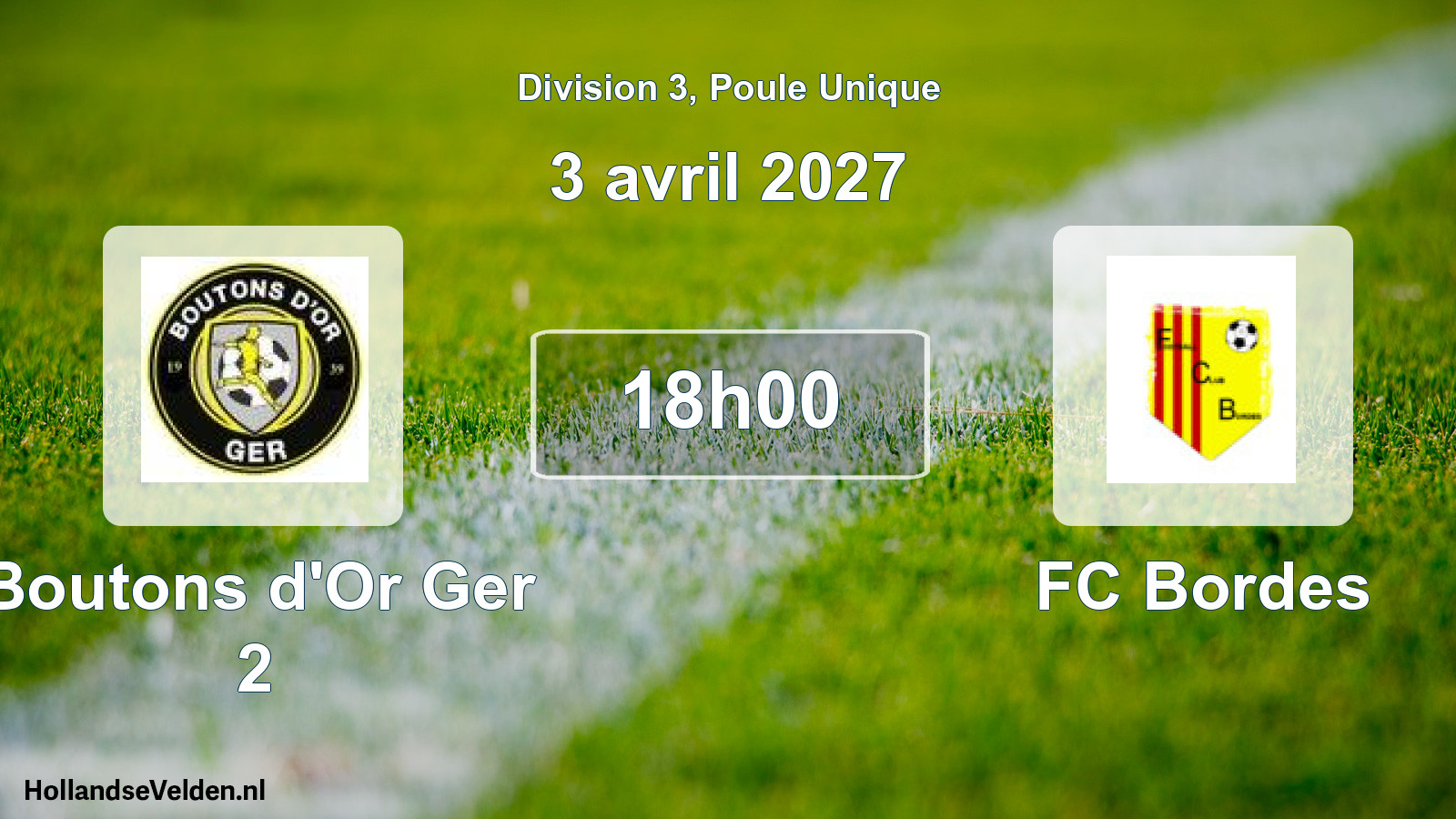 Match programmé: Boutons d'Or Ger 2 - FC Bordes (3 avril 2027)