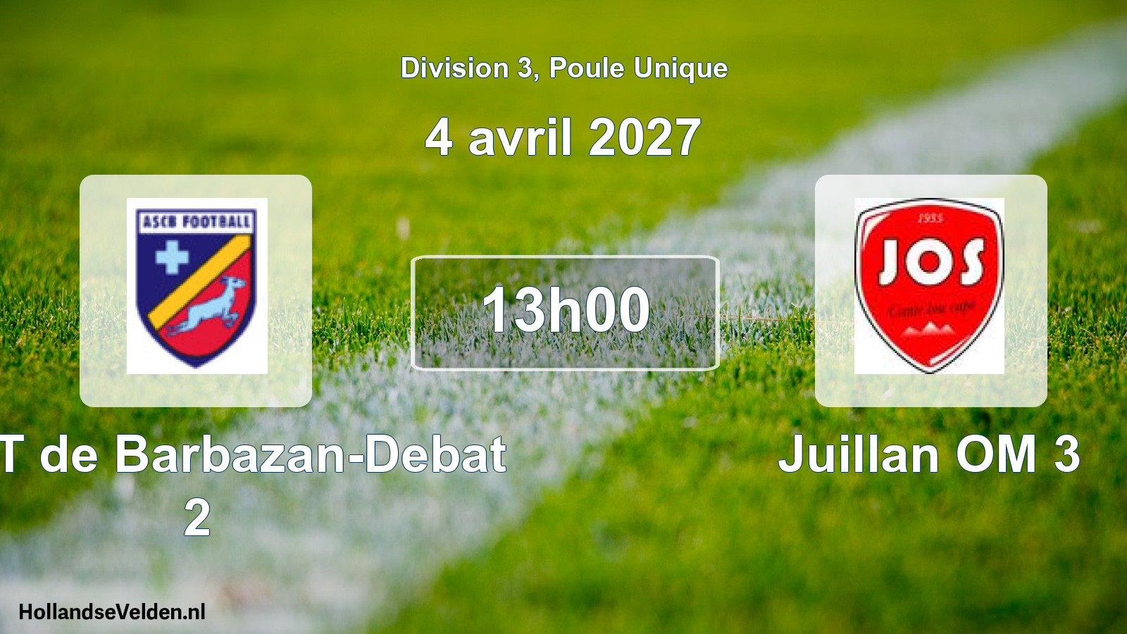 Match programmé: ASET de Barbazan-Debat 2 - Juillan OM 3 (4 avril 2027)