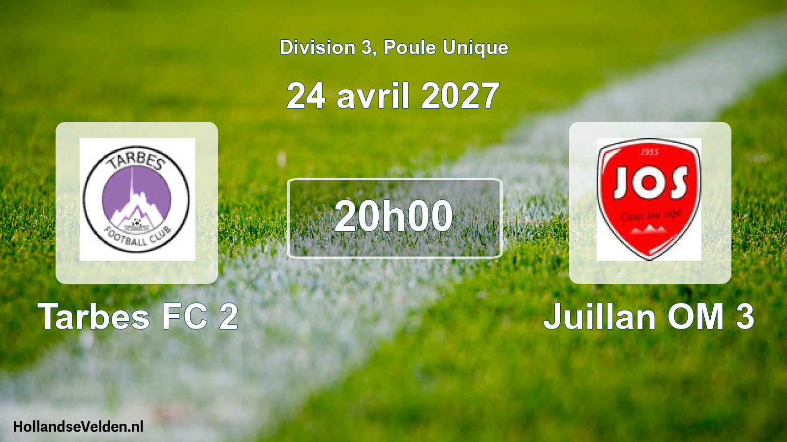 Match programmé: Tarbes FC 2 - Juillan OM 3 (24 avril 2027)