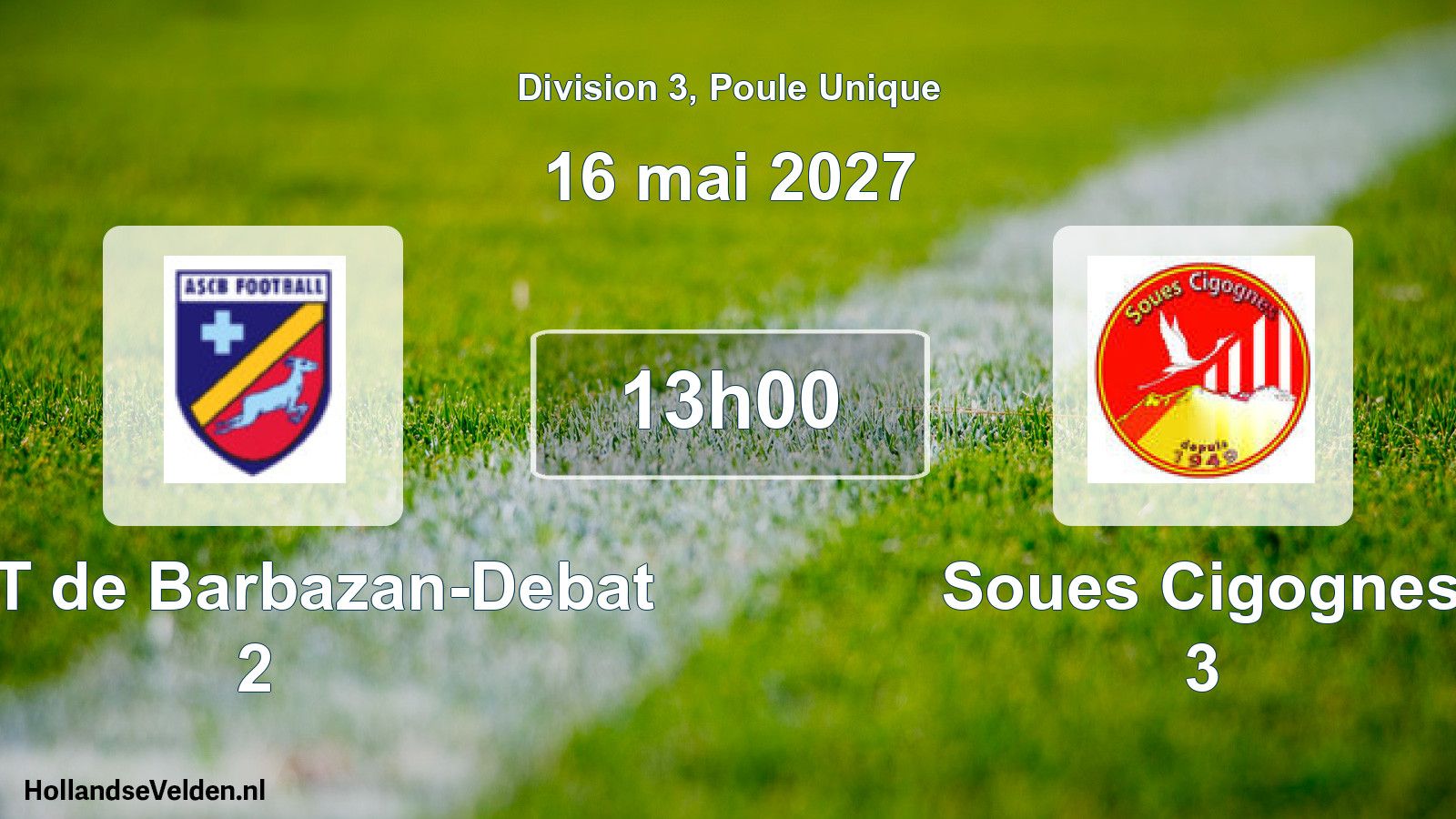 Match programmé: ASET de Barbazan-Debat 2 - Soues Cigognes 3 (16 mai 2027)