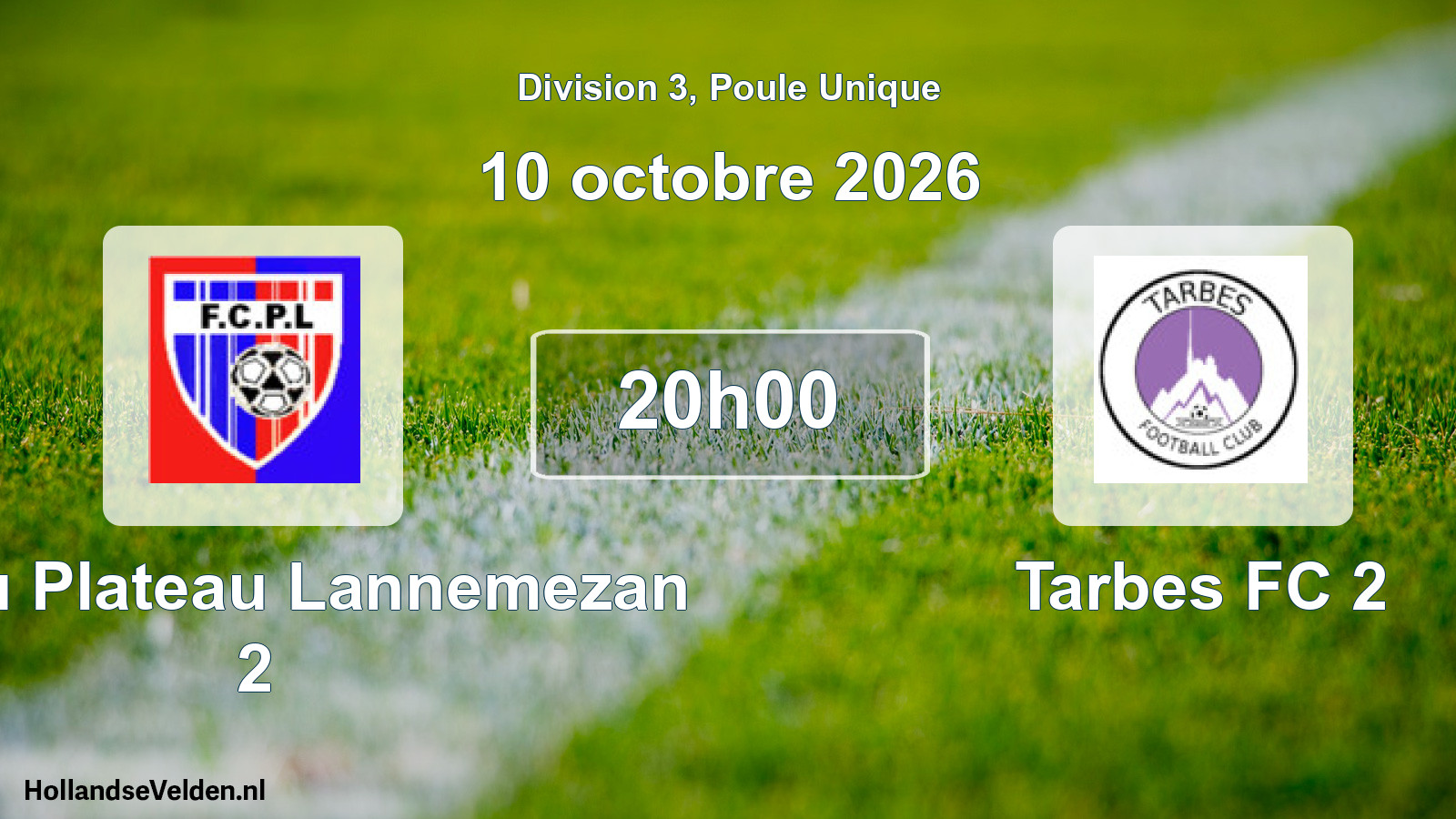 Match programmé: FC du Plateau Lannemezan 2 - Tarbes FC 2 (10 octobre 2026)