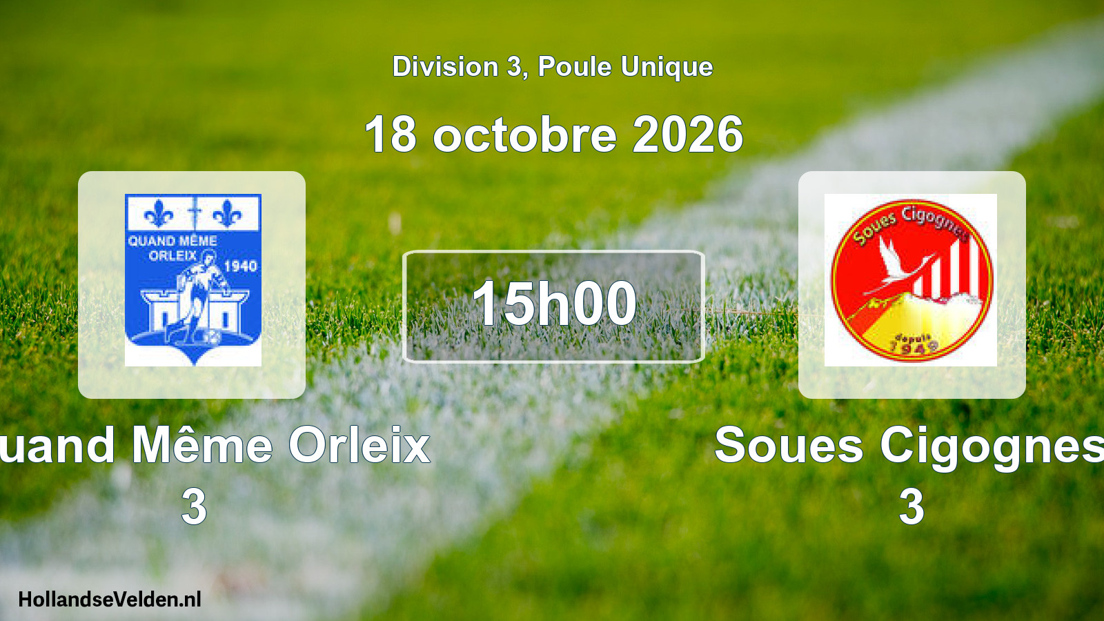 Match programmé: Quand Même Orleix 3 - Soues Cigognes 3 (18 octobre 2026)