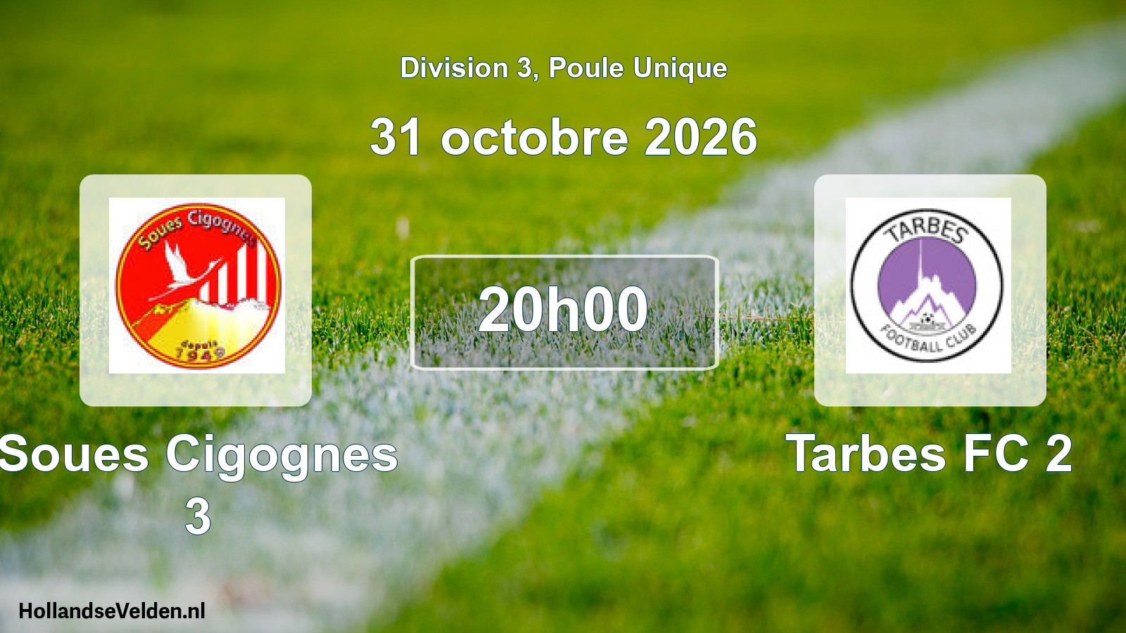 Match programmé: Soues Cigognes 3 - Tarbes FC 2 (31 octobre 2026)