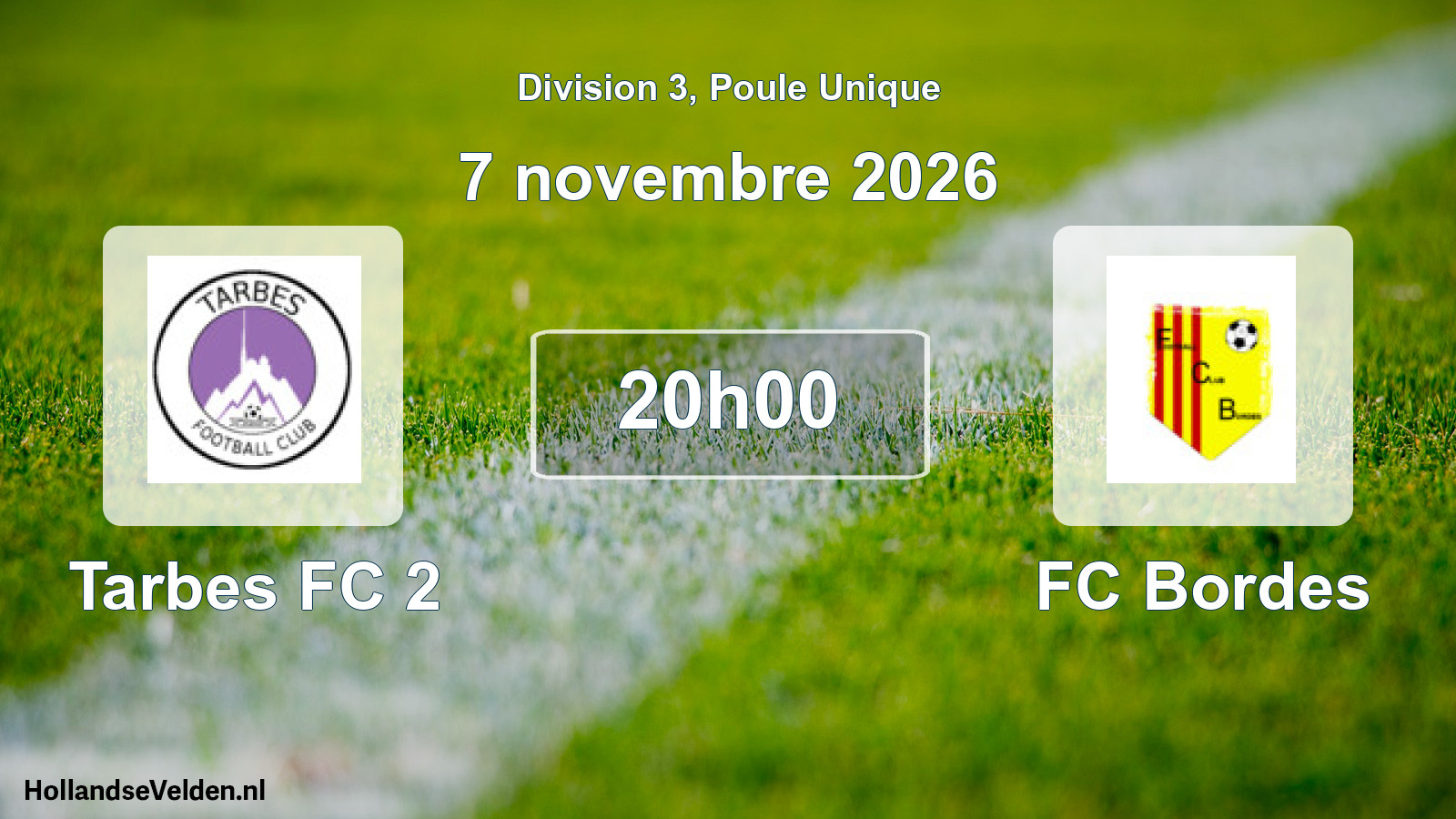 Match programmé: Tarbes FC 2 - FC Bordes (7 novembre 2026)