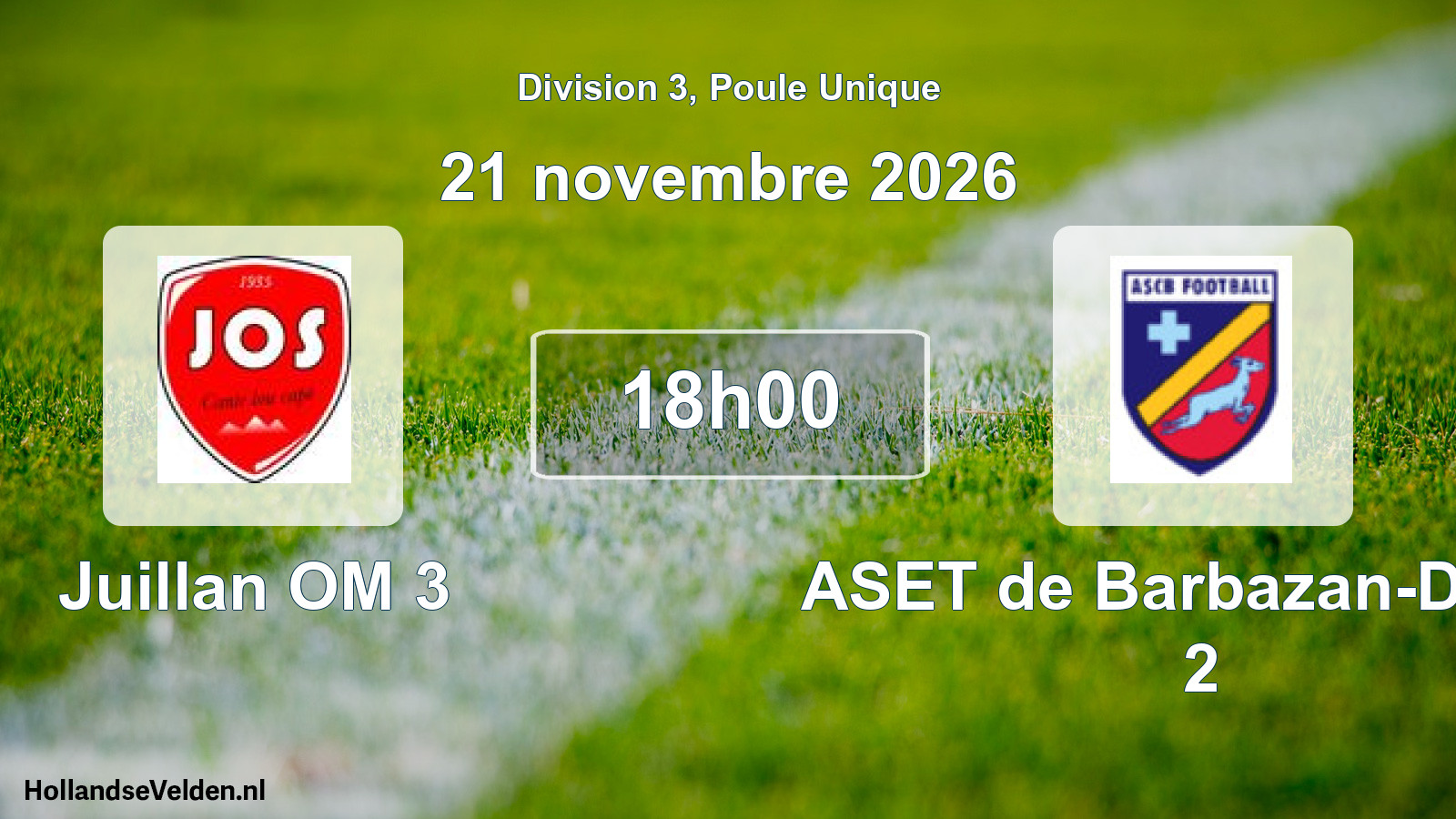 Match programmé: Juillan OM 3 - ASET de Barbazan-Debat 2 (21 novembre 2026)