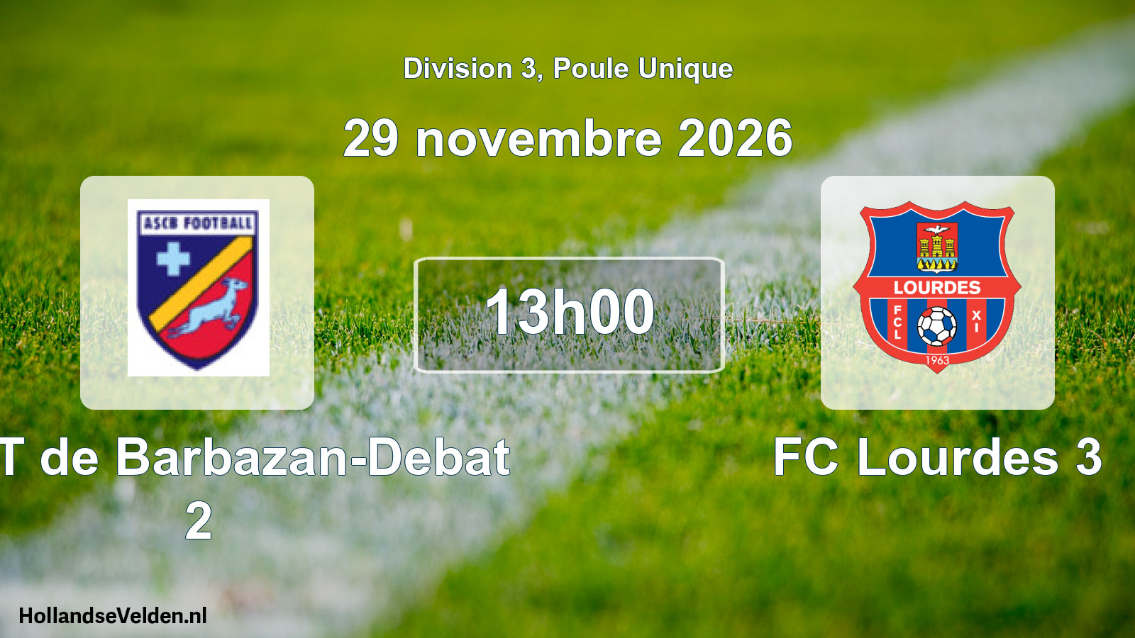 Match programmé: ASET de Barbazan-Debat 2 - FC Lourdes 3 (29 novembre 2026)
