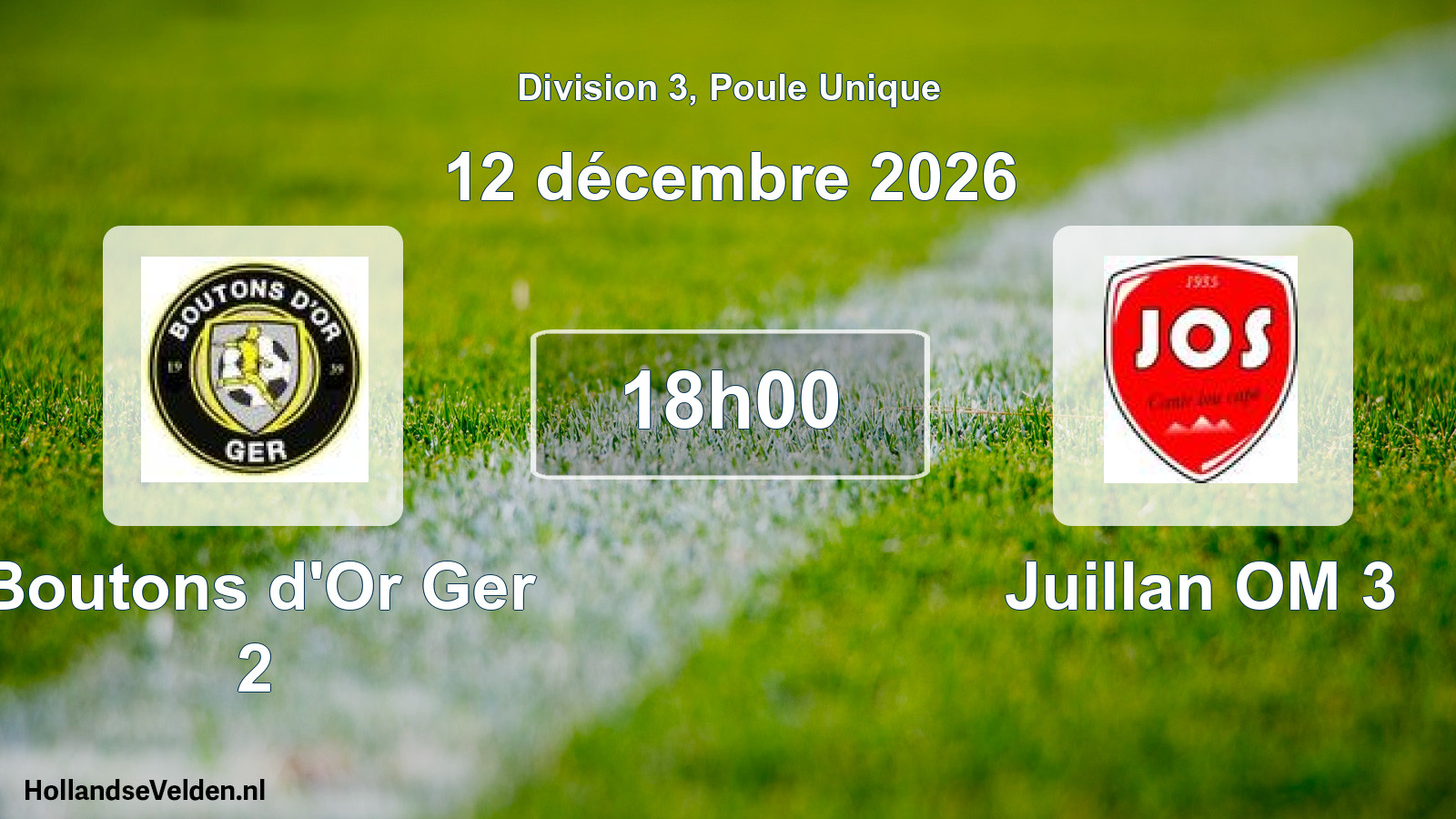 Match programmé: Boutons d'Or Ger 2 - Juillan OM 3 (12 décembre 2026)