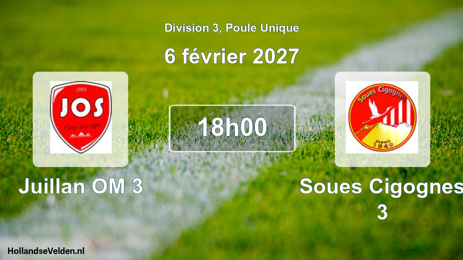 Match programmé: Juillan OM 3 - Soues Cigognes 3 (6 février 2027)