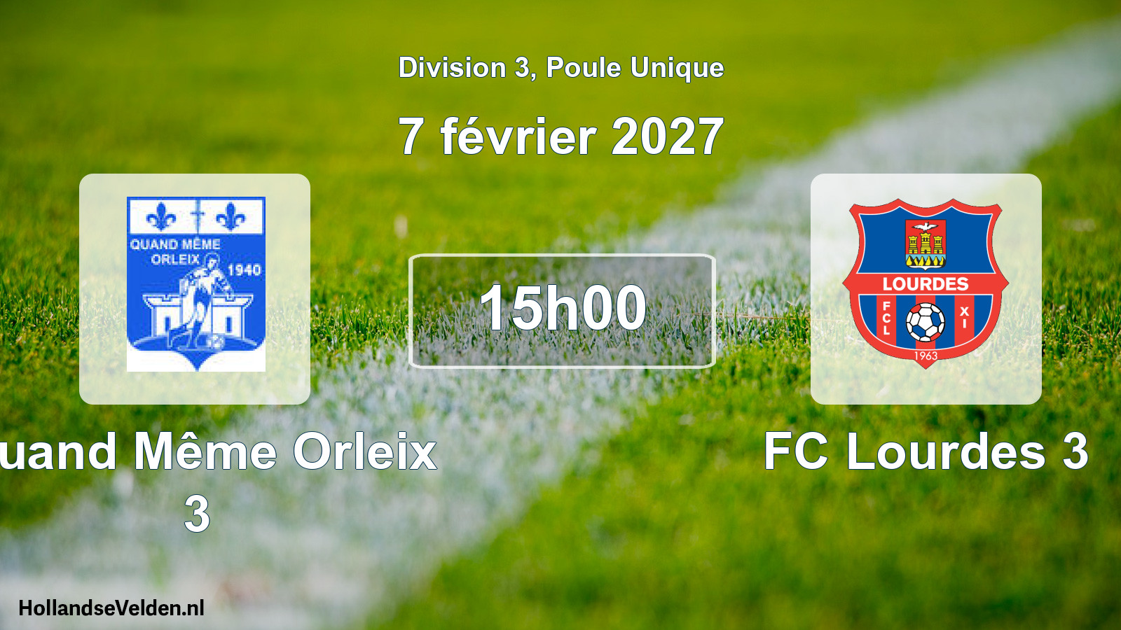 Match programmé: Quand Même Orleix 3 - FC Lourdes 3 (7 février 2027)
