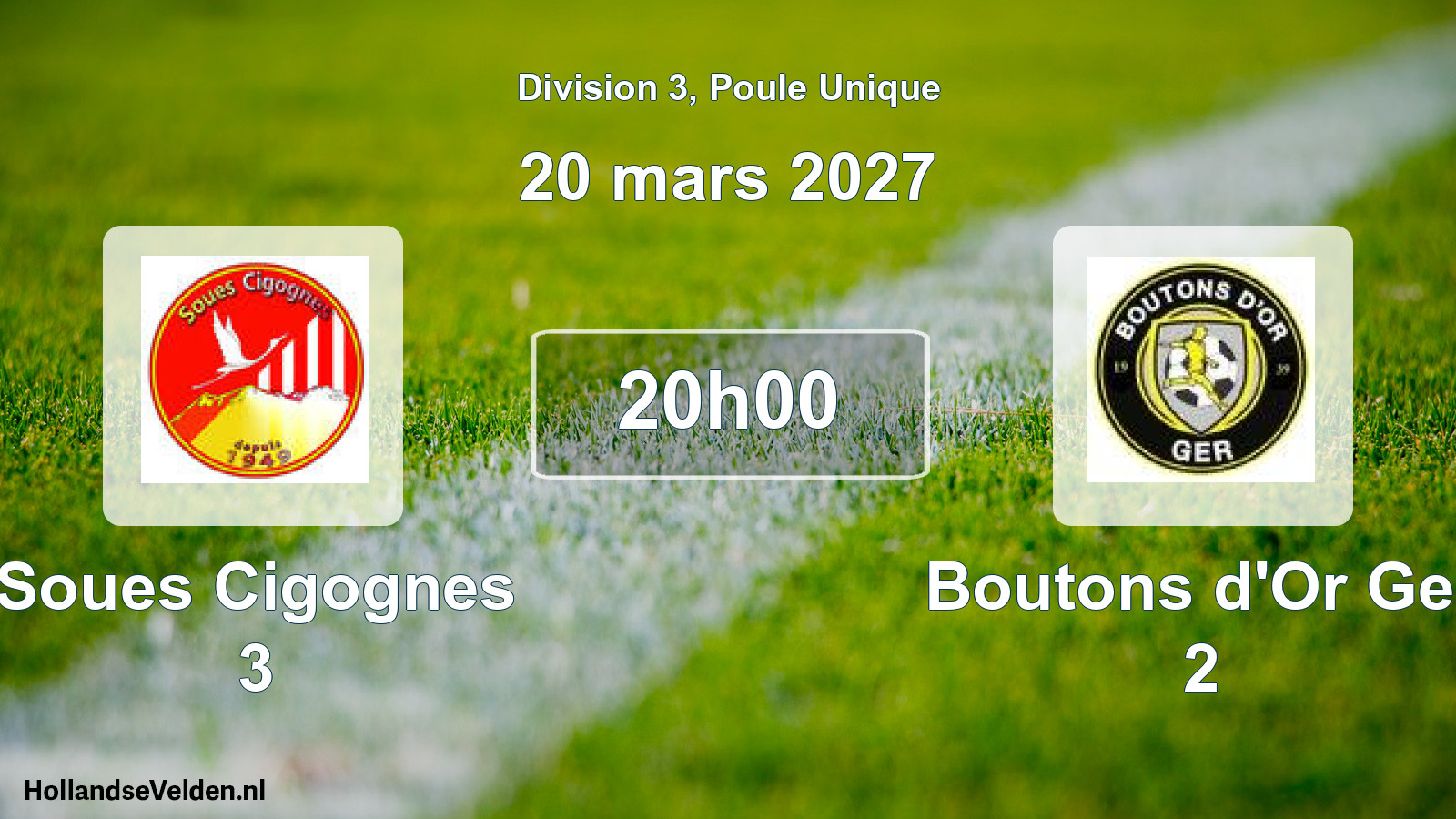 Match programmé: Soues Cigognes 3 - Boutons d'Or Ger 2 (20 mars 2027)