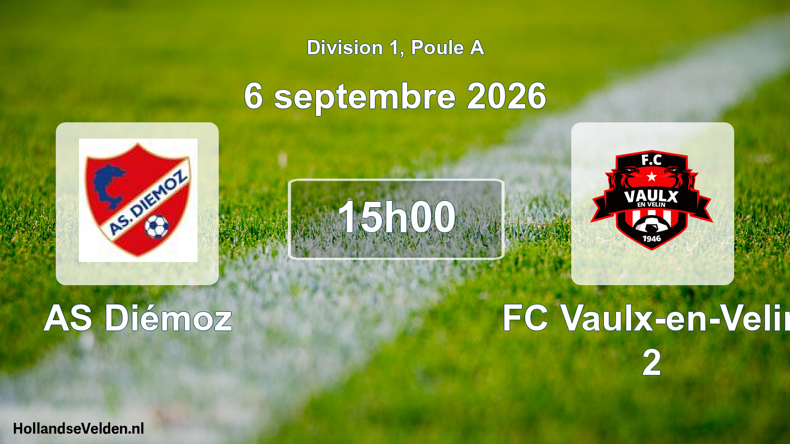 Match programmé: AS Diémoz - FC Vaulx-en-Velin 2 (6 septembre 2026)
