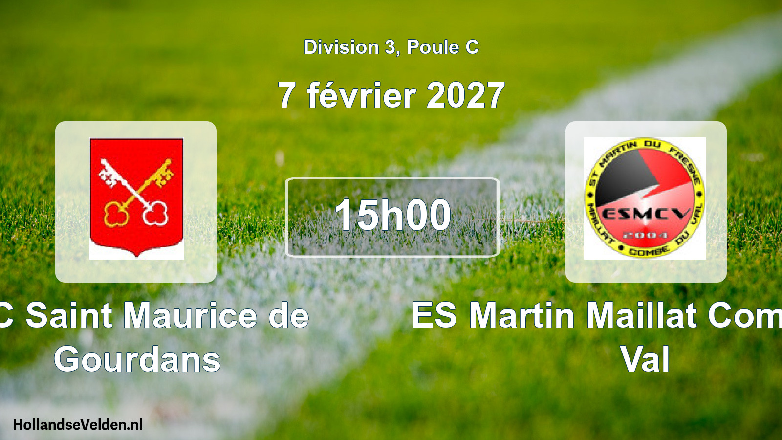 Match programmé: FC Saint Maurice de Gourdans - ES Martin Maillat Combe du Val (7 février 2027)