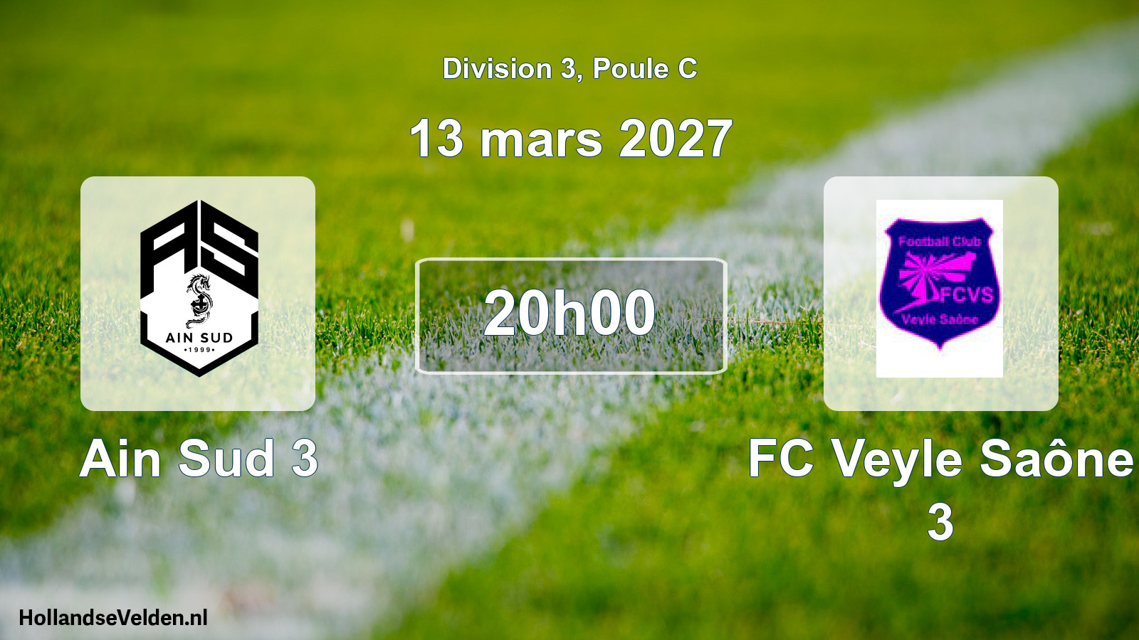 Match programmé: Ain Sud 3 - FC Veyle Saône 3 (13 mars 2027)