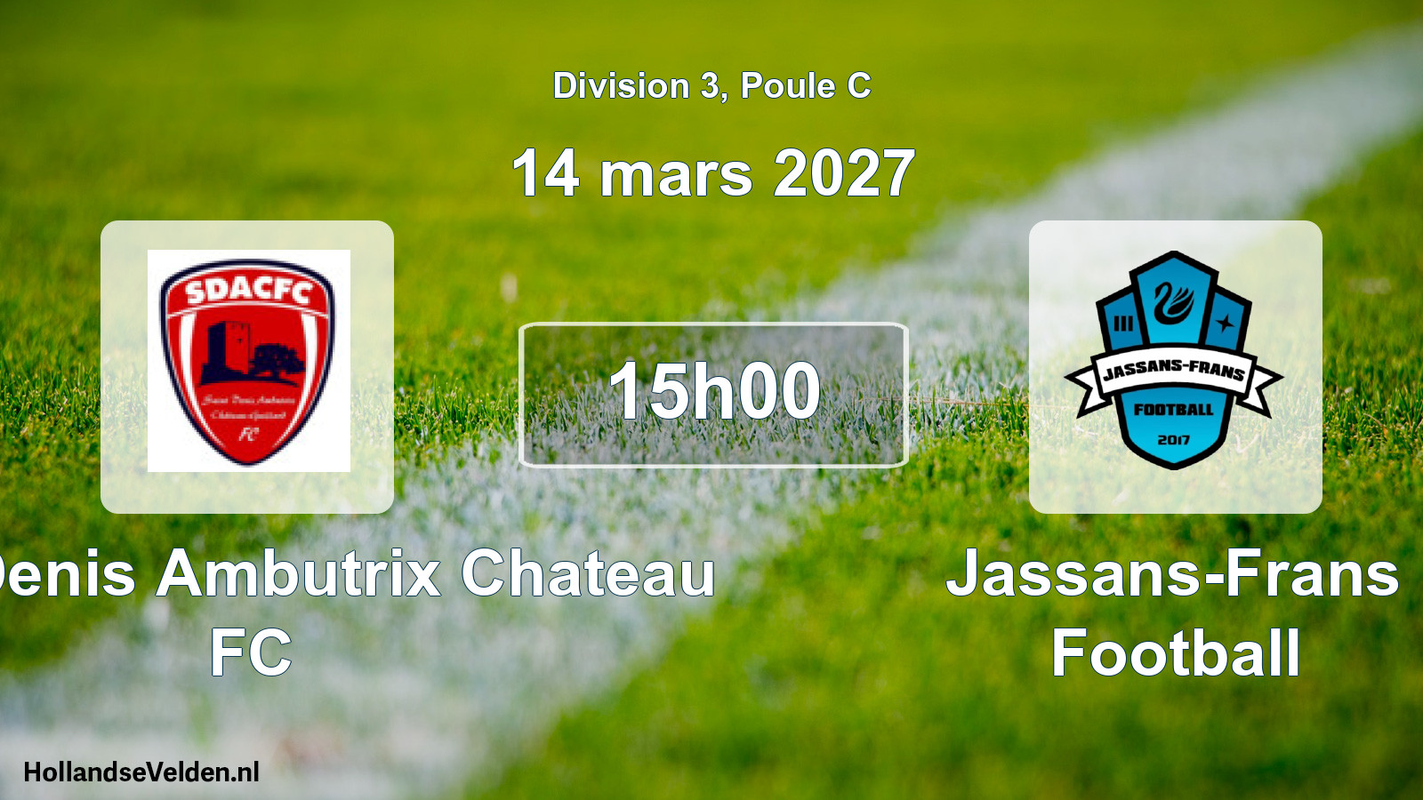 Match programmé: Saint Denis Ambutrix Chateau FC - Jassans-Frans Football (14 mars 2027)
